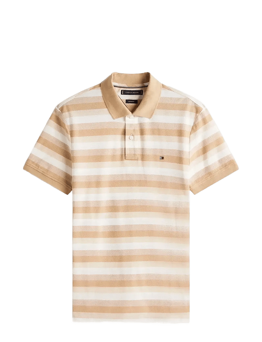Tommy Hilfiger - STRIPE STRUCTURE REG POLO - lühikeste varrukatega polod - desert / heathered oatmilk - 1