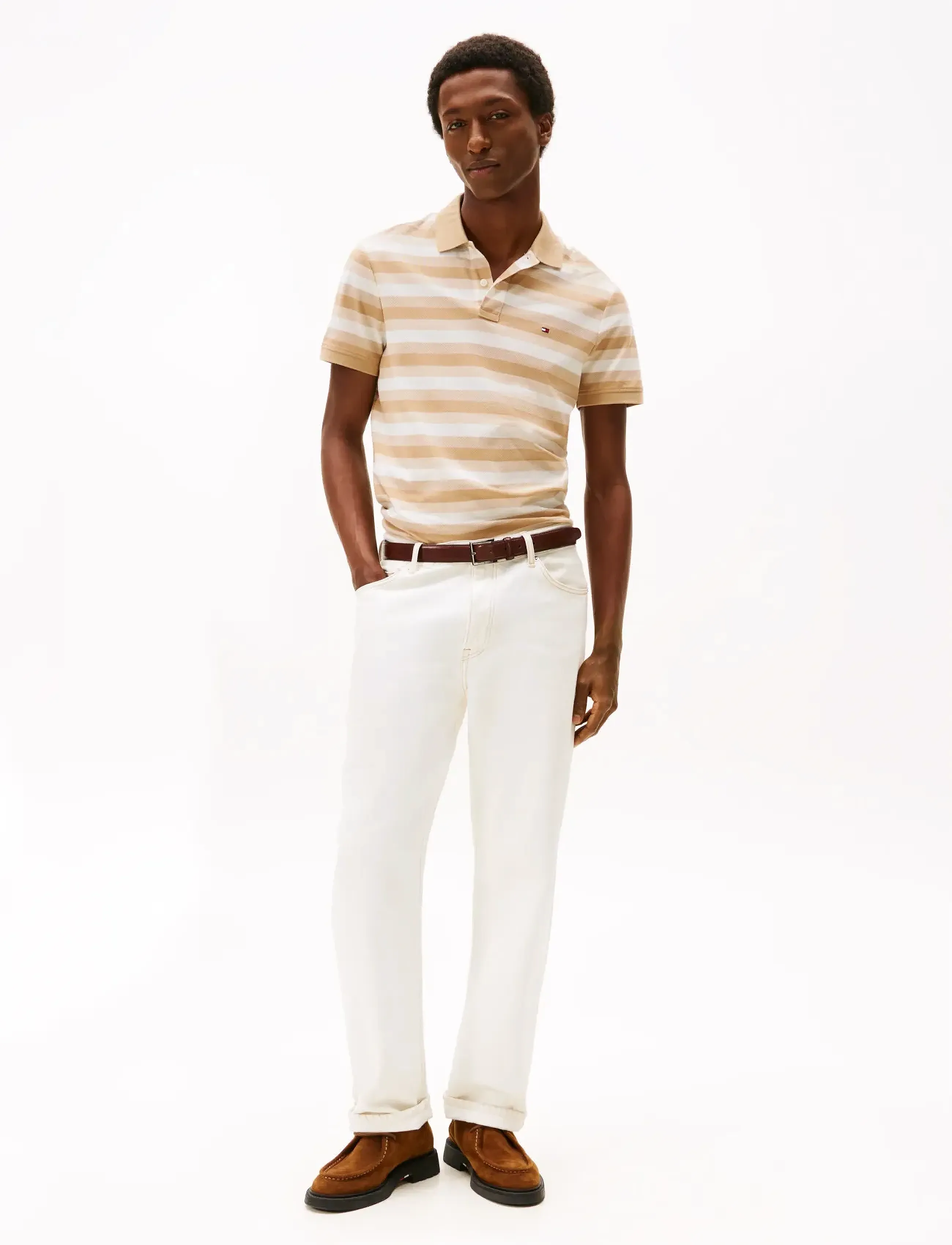 Tommy Hilfiger - STRIPE STRUCTURE REG POLO - lühikeste varrukatega polod - desert / heathered oatmilk - 2