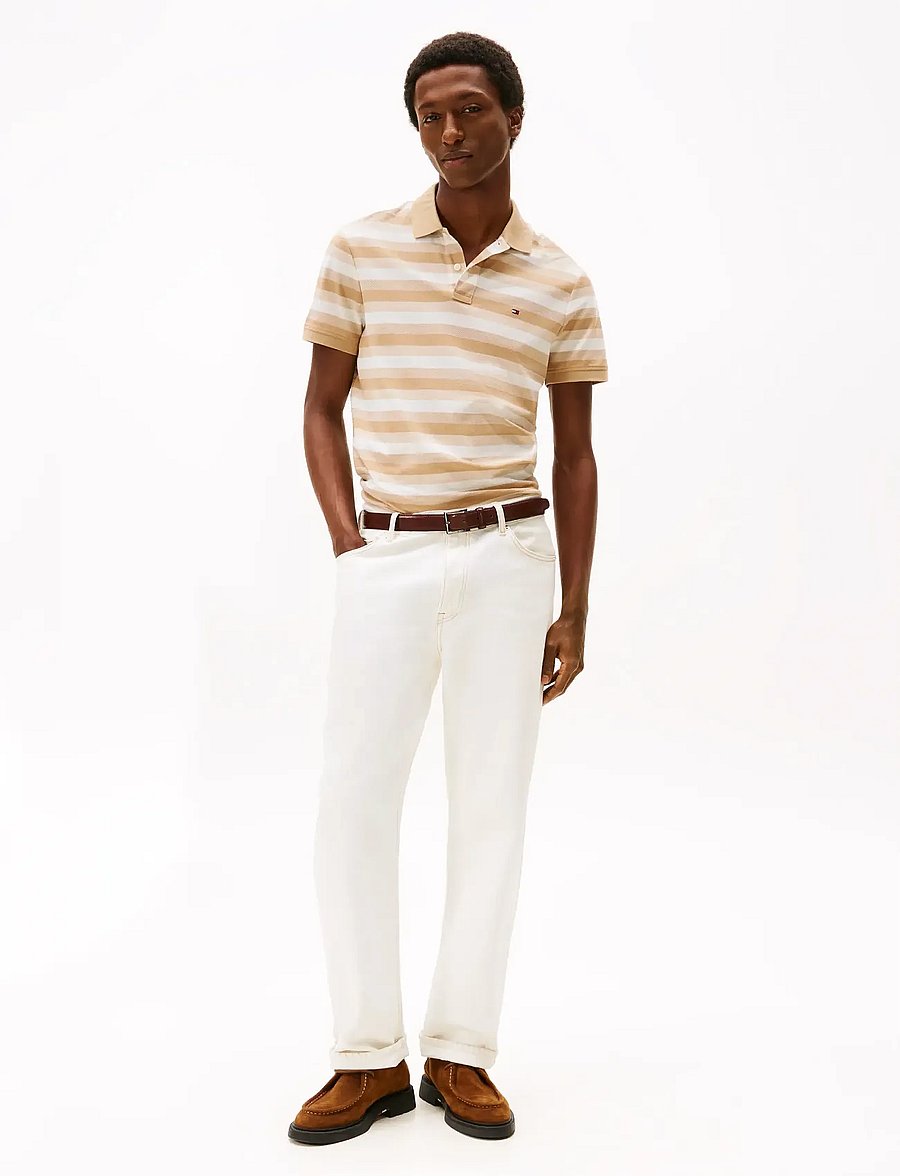 Tommy Hilfiger - STRIPE STRUCTURE REG POLO - lühikeste varrukatega polod - desert / heathered oatmilk - 2