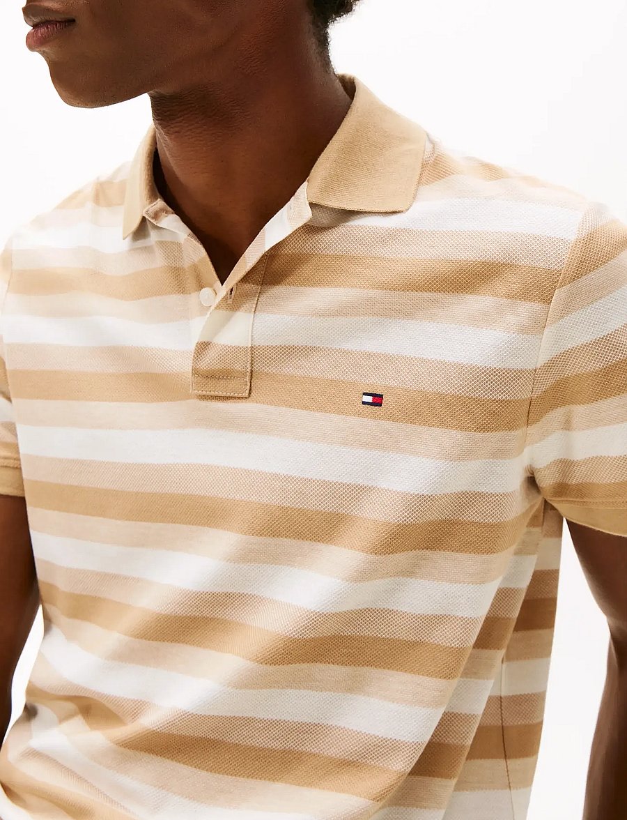 Tommy Hilfiger - STRIPE STRUCTURE REG POLO - lühikeste varrukatega polod - desert / heathered oatmilk - 4