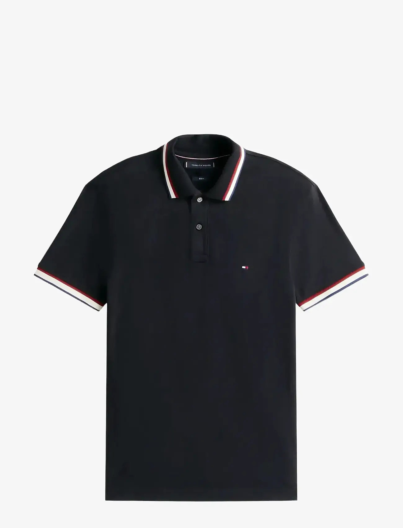 Tommy Hilfiger - CUFF INTEREST SLIM FIT POLO - short-sleeved polos - black - 1