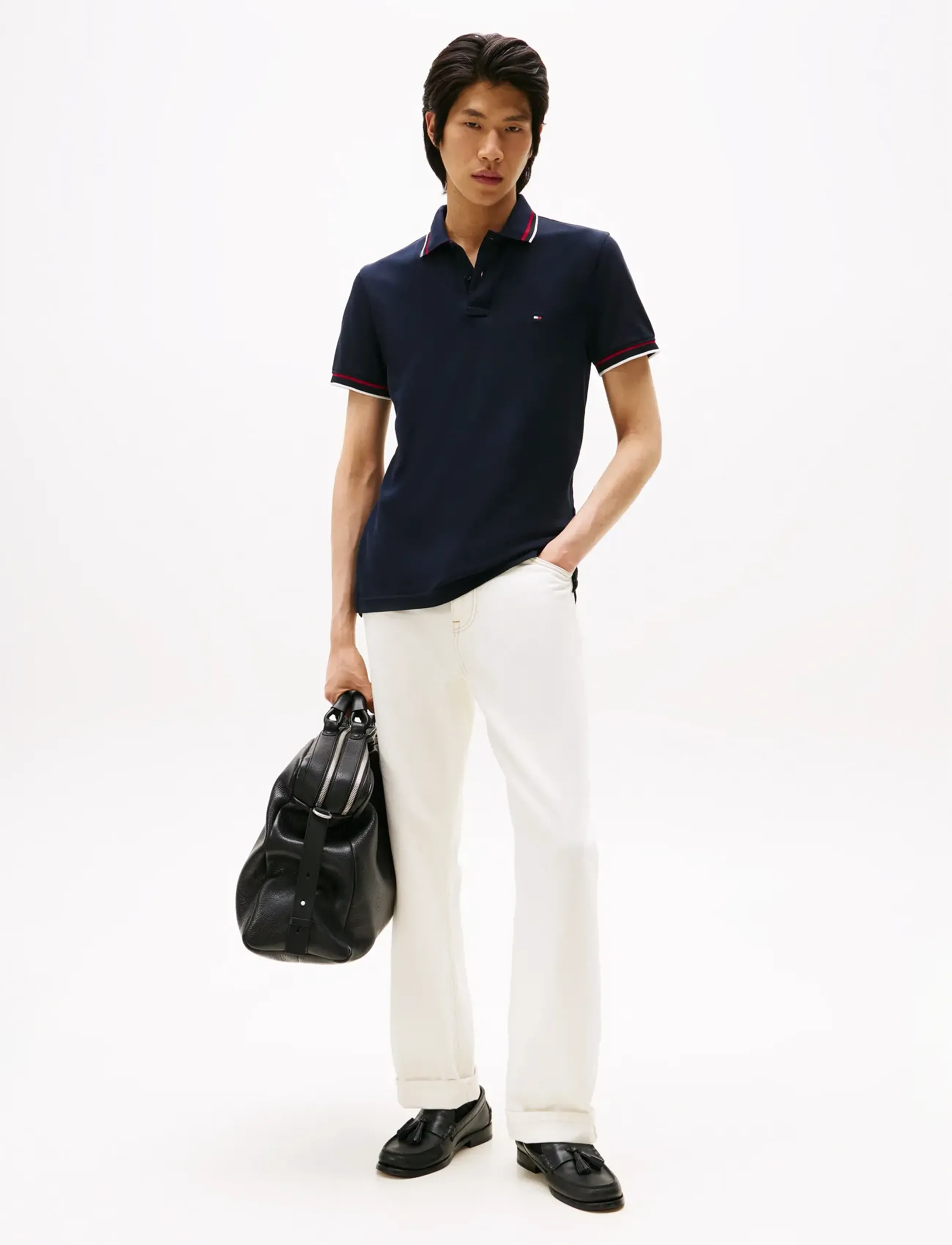 Tommy Hilfiger - CUFF INTEREST SLIM FIT POLO - kortærmede poloer - desert sky - 2