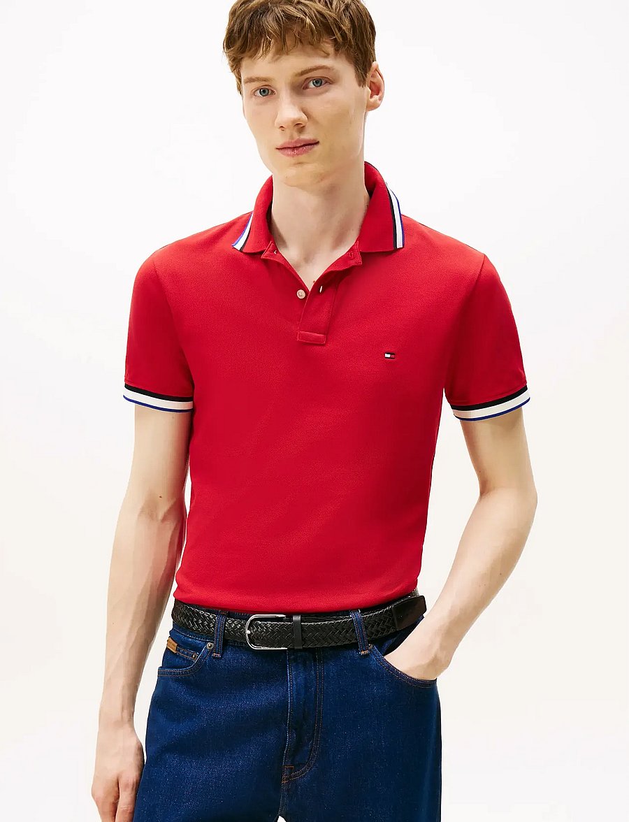 Tommy Hilfiger - CUFF INTEREST SLIM FIT POLO - kurzärmelig - medium red - 0