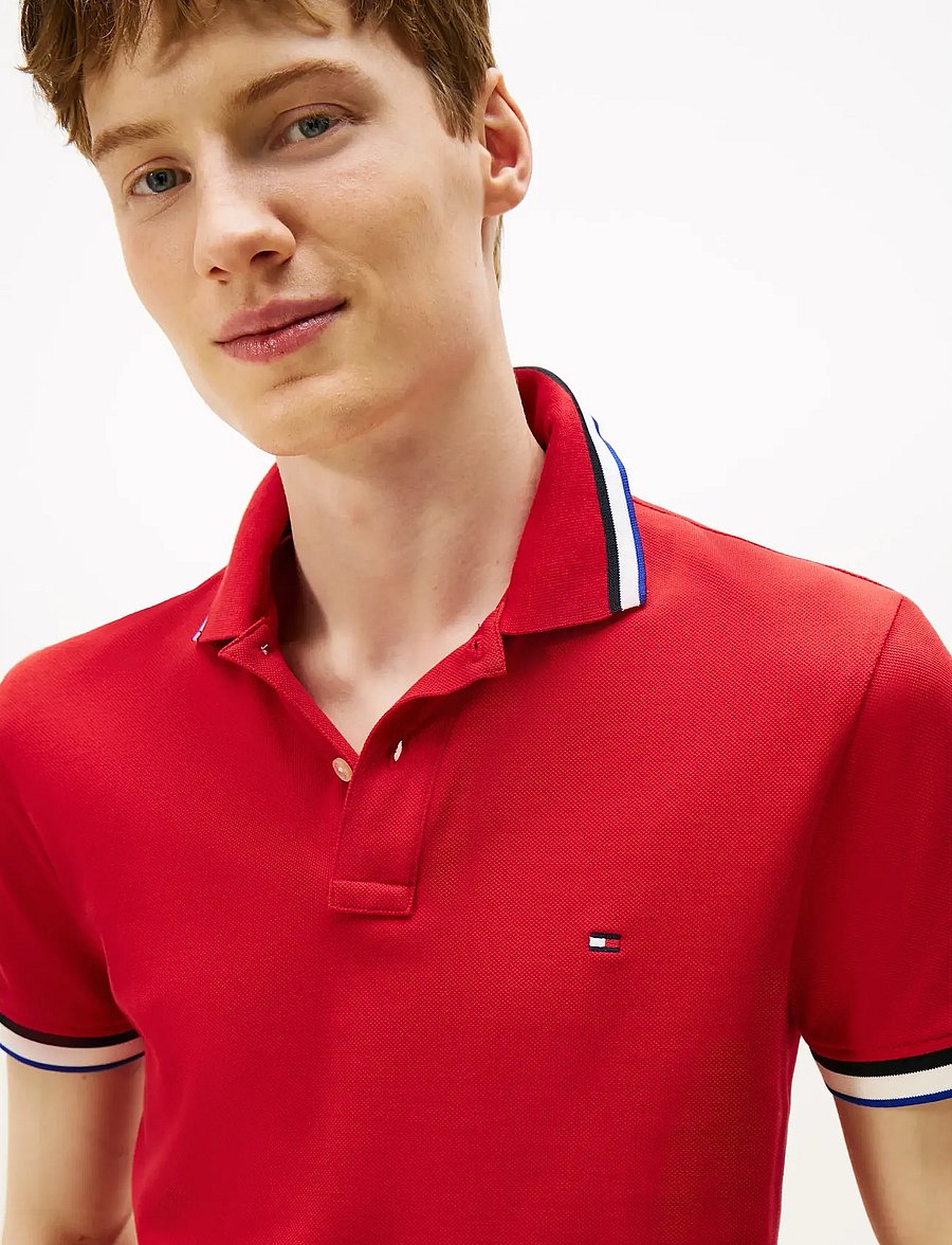 Tommy Hilfiger - CUFF INTEREST SLIM FIT POLO - kurzärmelig - medium red - 4