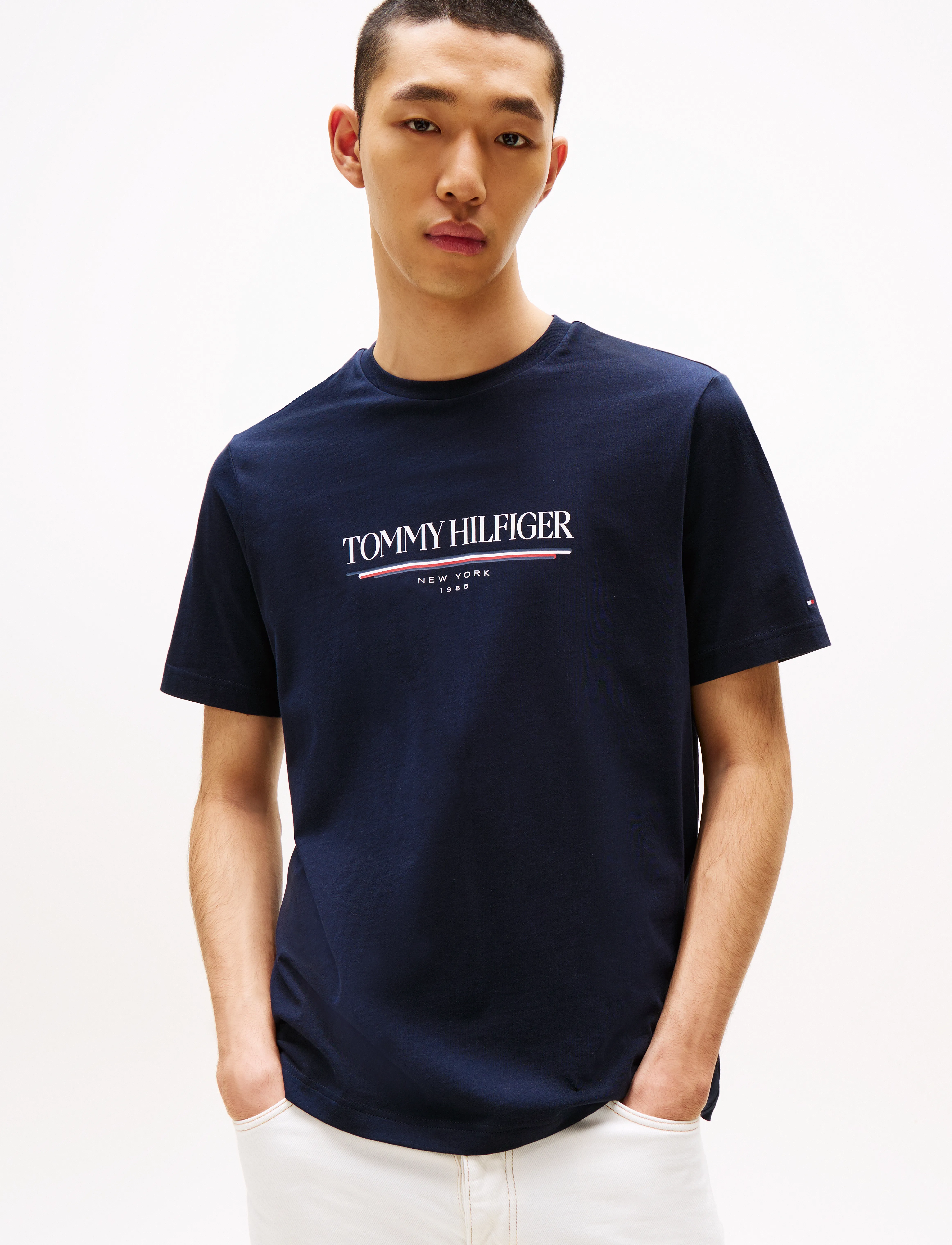 Tommy Hilfiger BRAND LOVE HILFIGER TEE - Kläder - DESERT SKY / navy