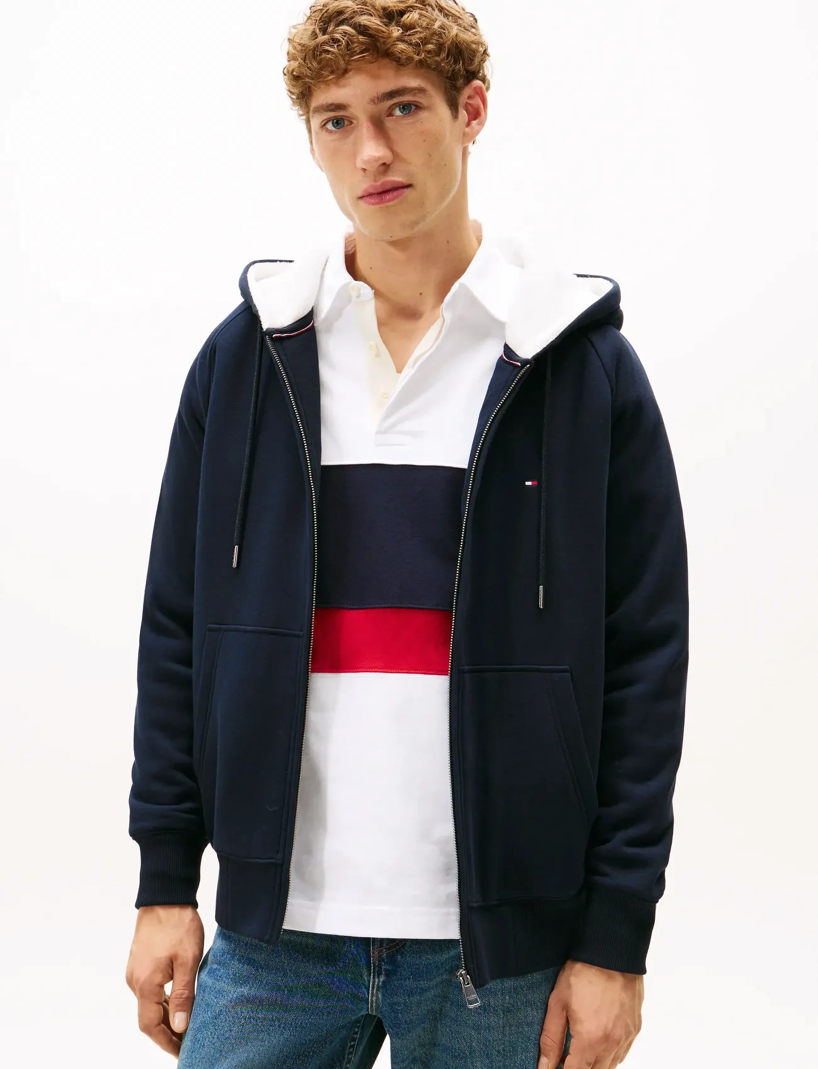 Tommy Hilfiger TEDDY LINED HDD ZIP THROUGH - Tommy Hilfiger - DESERT SKY / navy