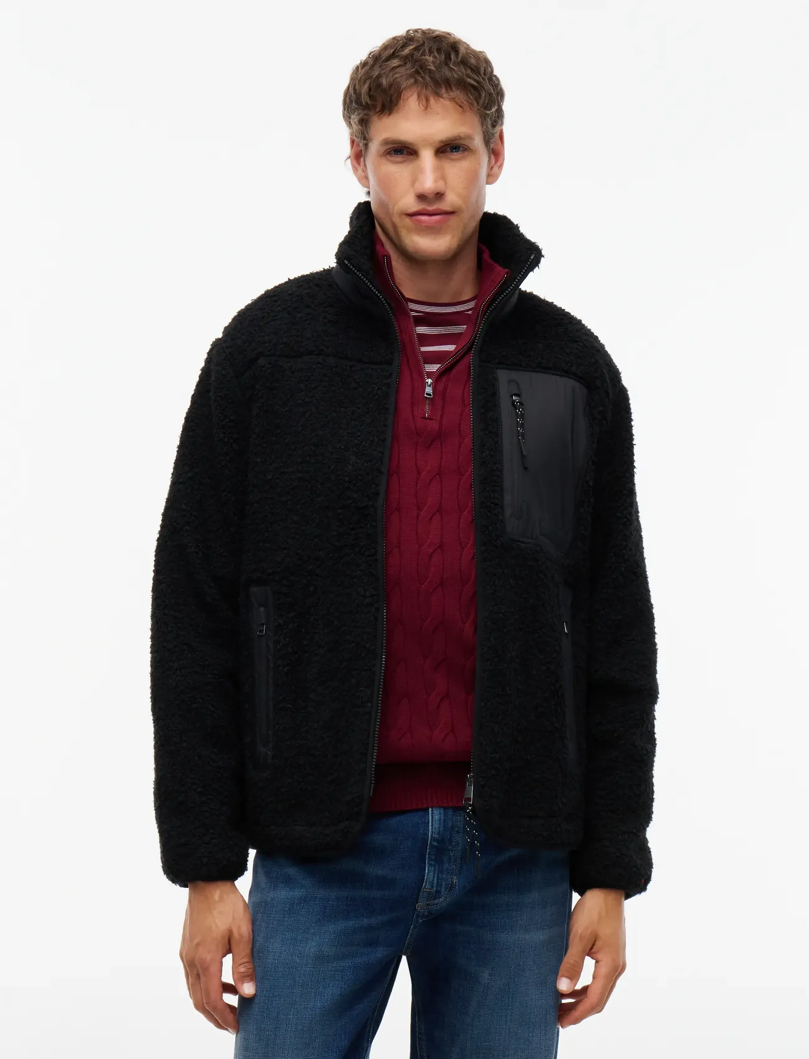 Tommy Hilfiger TEDDY FLEECE ZIP THROUGH - Sweatshirts & Hoodies - BLACK / black