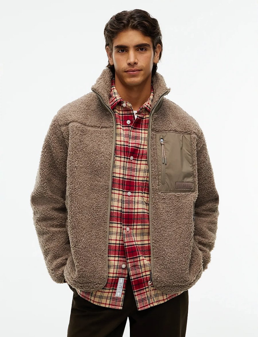 Tommy Hilfiger - TEDDY FLEECE ZIP THROUGH - fall jackets - coastal taupe - 0