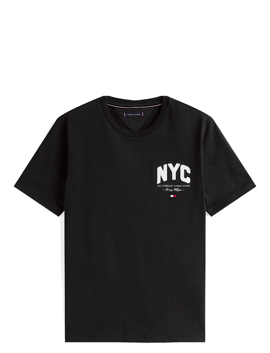 Tommy Hilfiger - HILFIGER SCRIPT NYC TEE - kortærmede t-shirts - black - 1