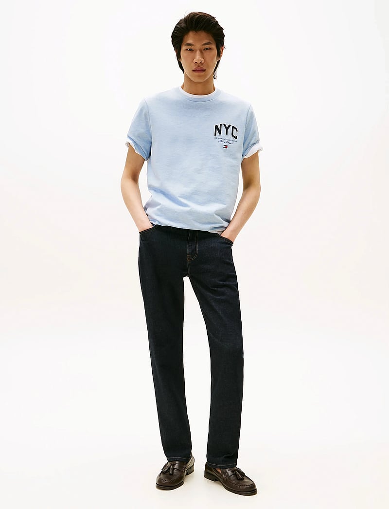 Tommy Hilfiger - HILFIGER SCRIPT NYC TEE - kortärmade t-shirts - heathered blue - 3