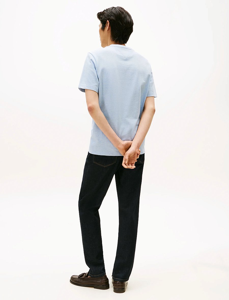 Tommy Hilfiger - HILFIGER SCRIPT NYC TEE - short-sleeved t-shirts - heathered blue - 4