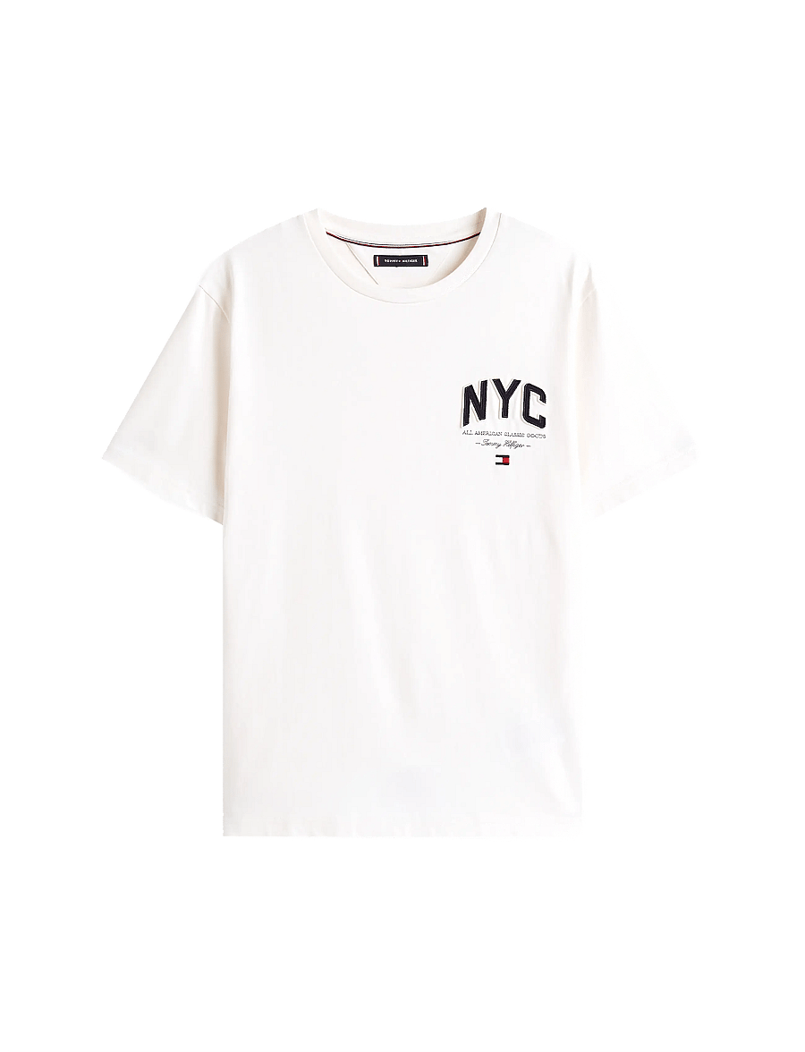 Tommy Hilfiger - HILFIGER SCRIPT NYC TEE - kortärmade t-shirts - ivory petal - 1