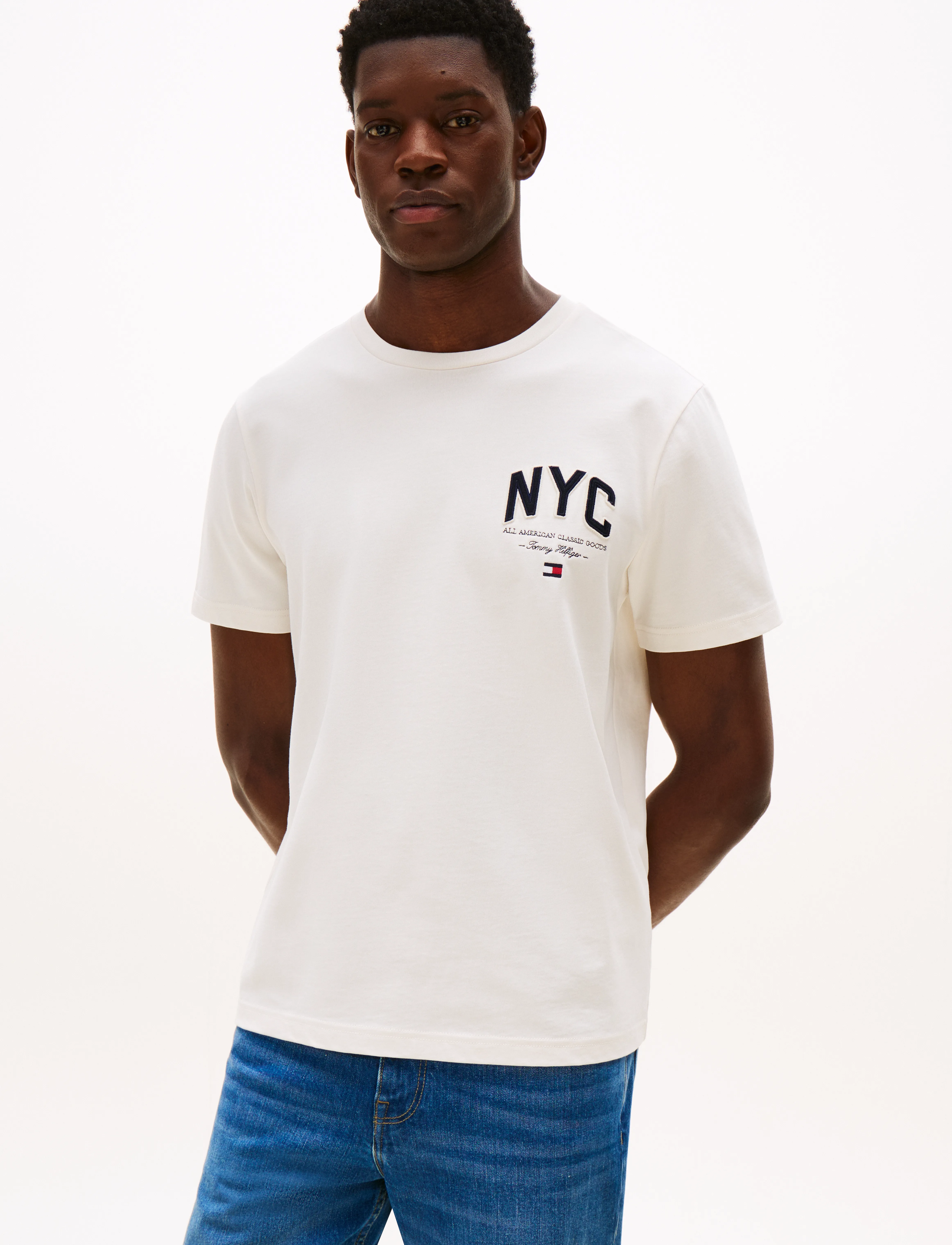 Tommy Hilfiger Hilfiger Script Nyc Tee, M, White, T-Shirts > Kortærmede, Herre