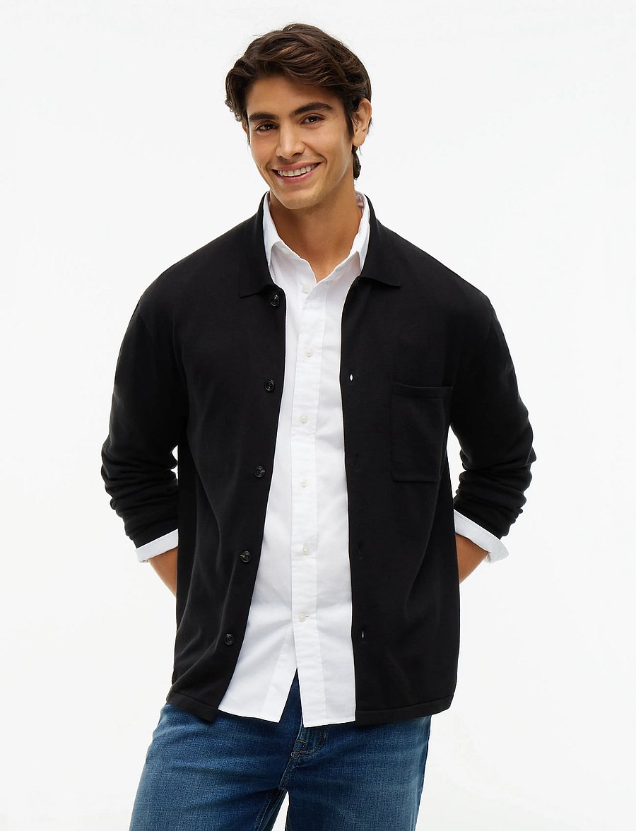 Tommy Hilfiger - ESSENTIAL COTTON LS OVER SHIRT - cardigans - black - 0