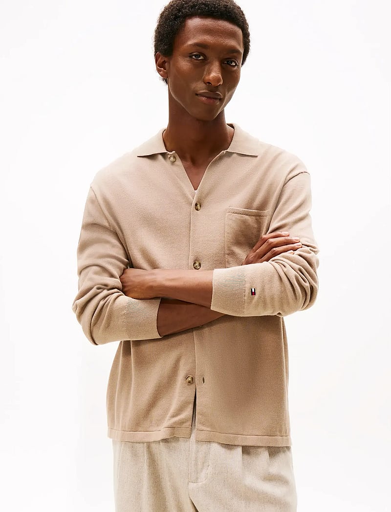 Tommy Hilfiger - ESSENTIAL COTTON LS OVER SHIRT - cardigans - coastal taupe - 0