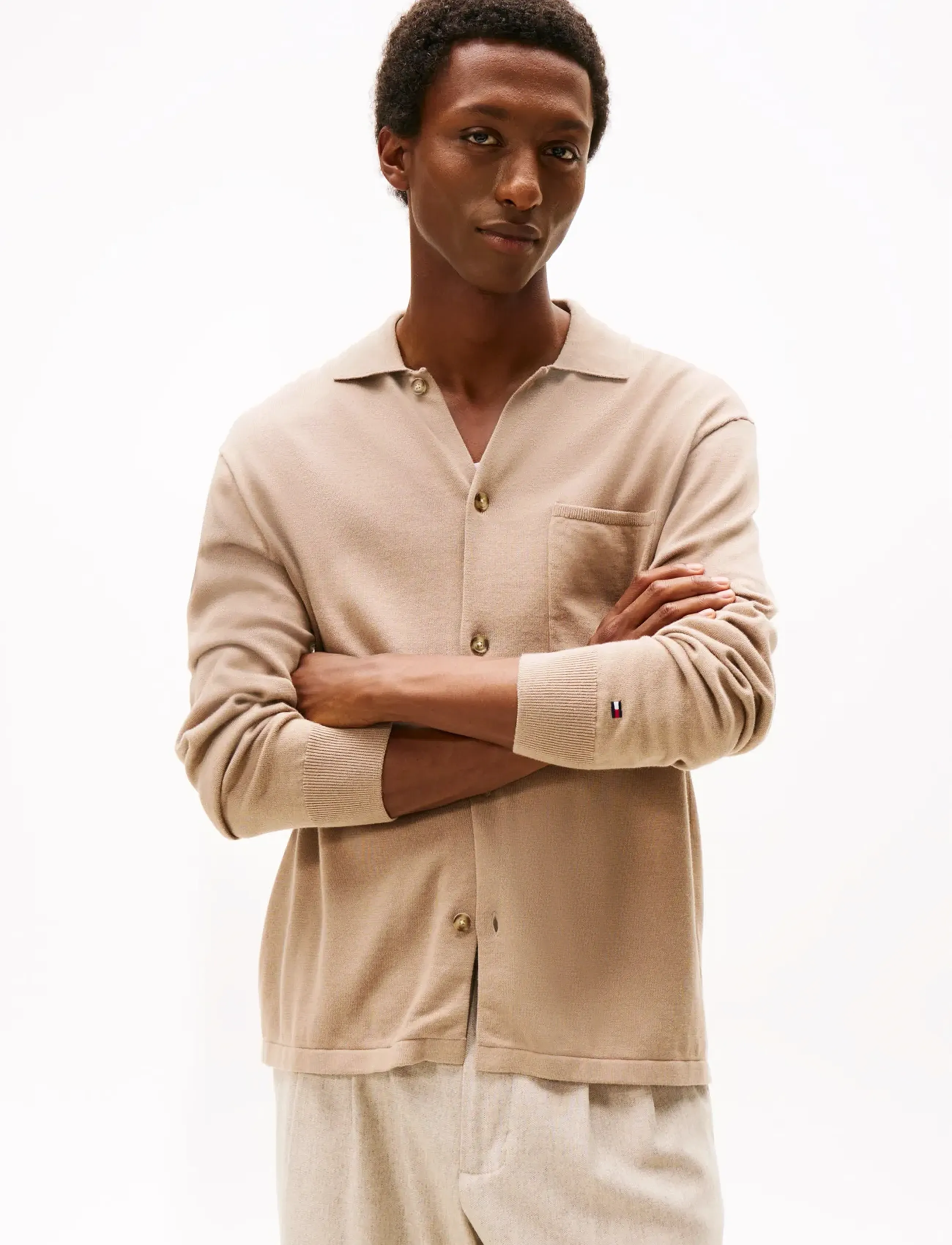 Tommy Hilfiger ESSENTIAL COTTON LS OVER SHIRT - Tommy Hilfiger - COASTAL TAUPE / beige