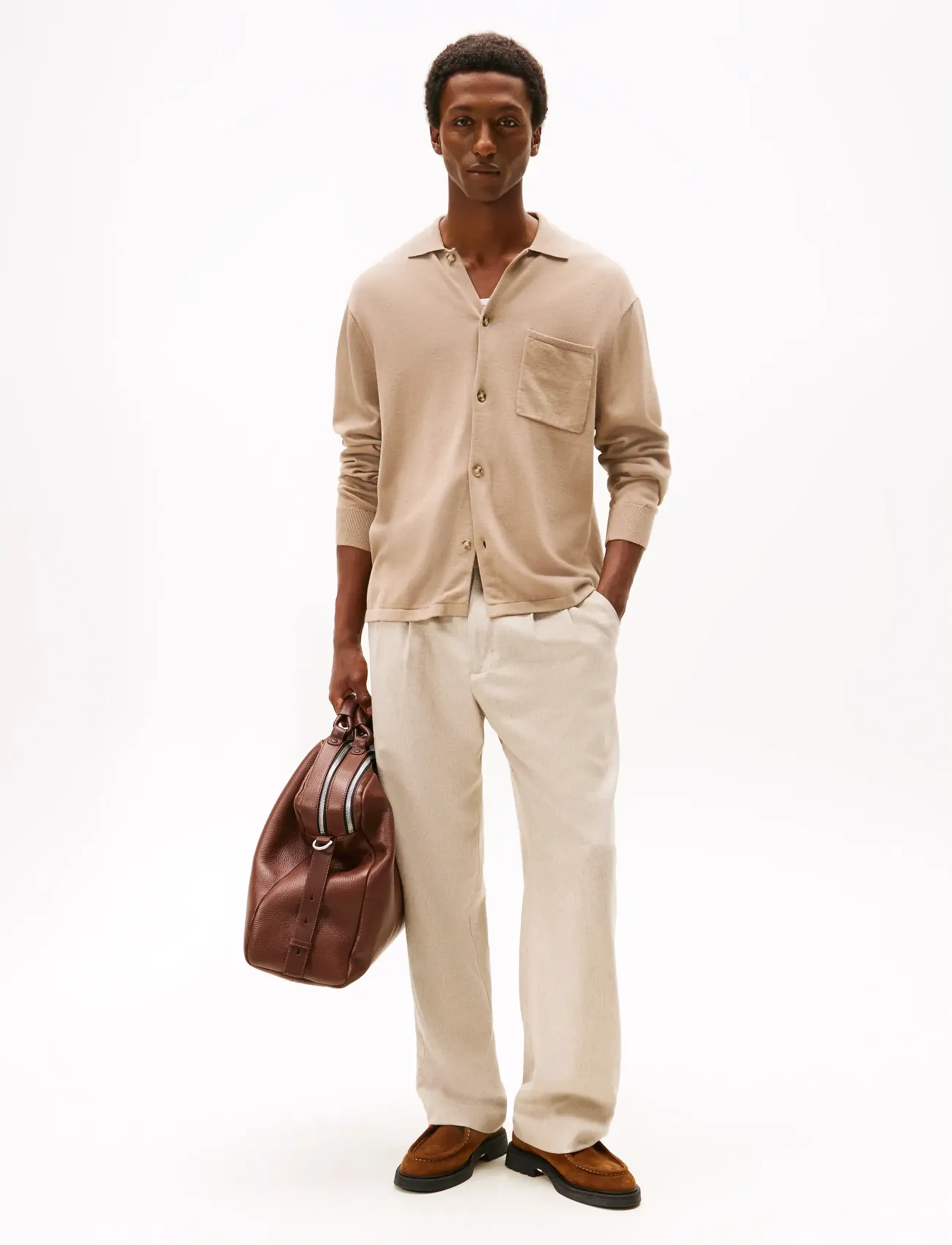 Tommy Hilfiger - ESSENTIAL COTTON LS OVER SHIRT - cardigans - coastal taupe - 2