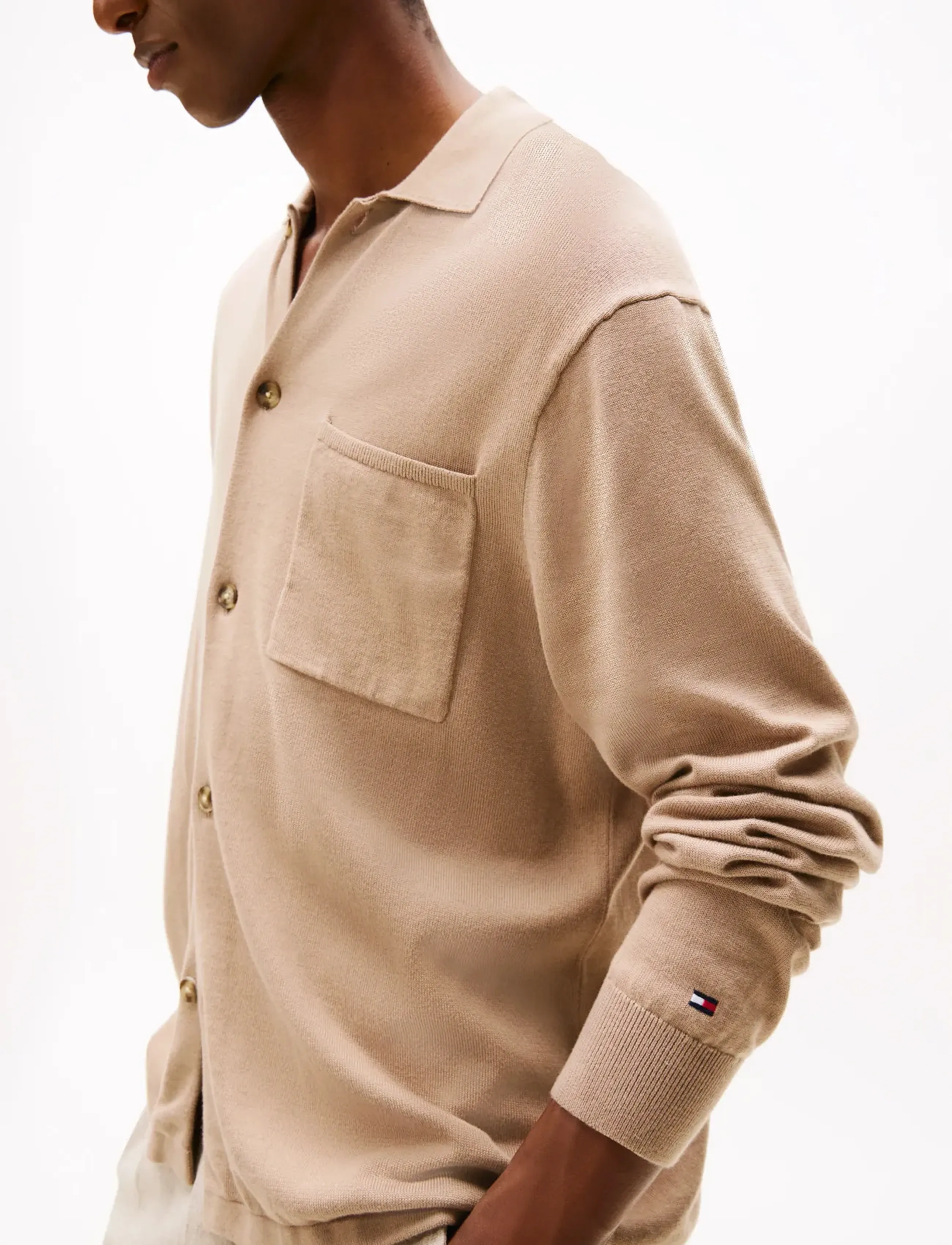 Tommy Hilfiger - ESSENTIAL COTTON LS OVER SHIRT - cardigans - coastal taupe - 4