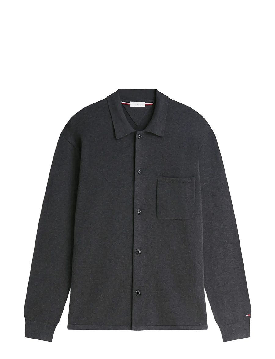 Tommy Hilfiger - ESSENTIAL COTTON LS OVER SHIRT - cardigans - dark grey heather - 1