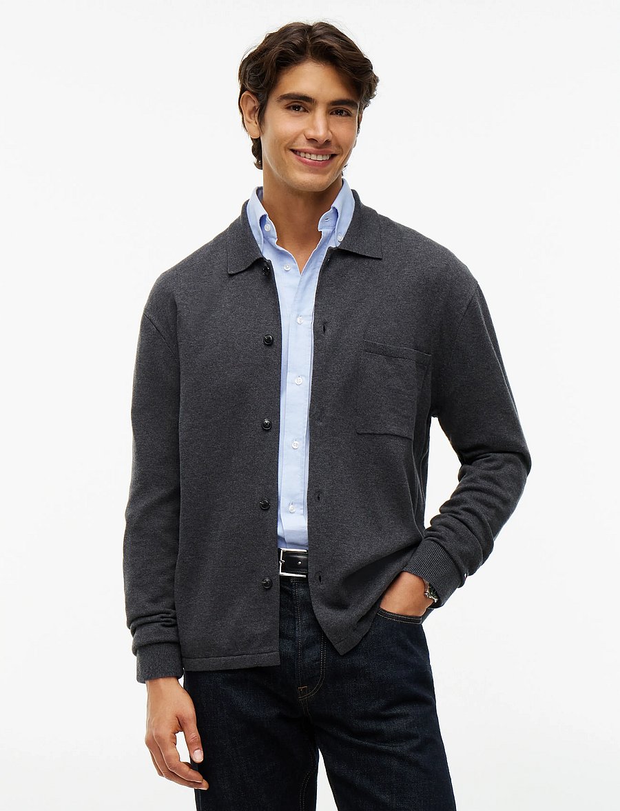 Tommy Hilfiger - ESSENTIAL COTTON LS OVER SHIRT - cardigans - dark grey heather - 0