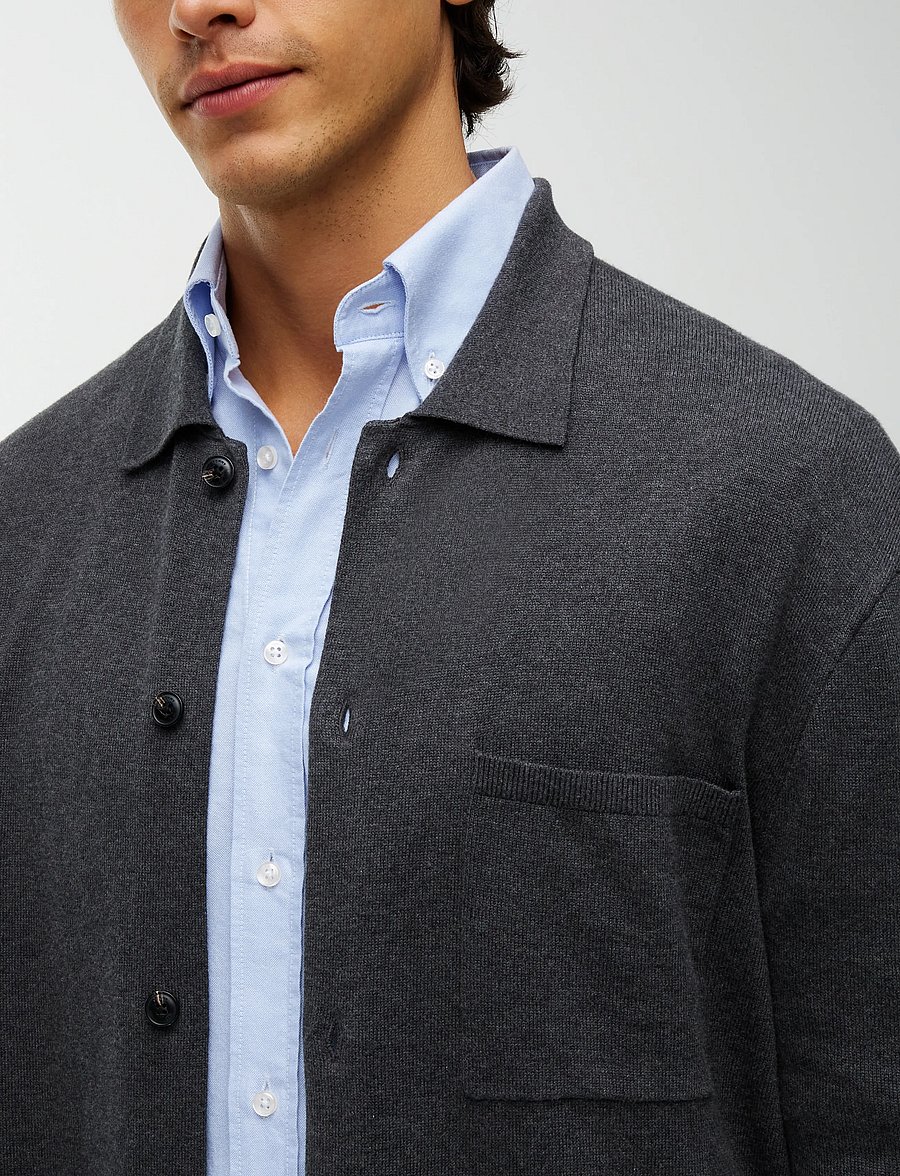 Tommy Hilfiger - ESSENTIAL COTTON LS OVER SHIRT - cardigans - dark grey heather - 3