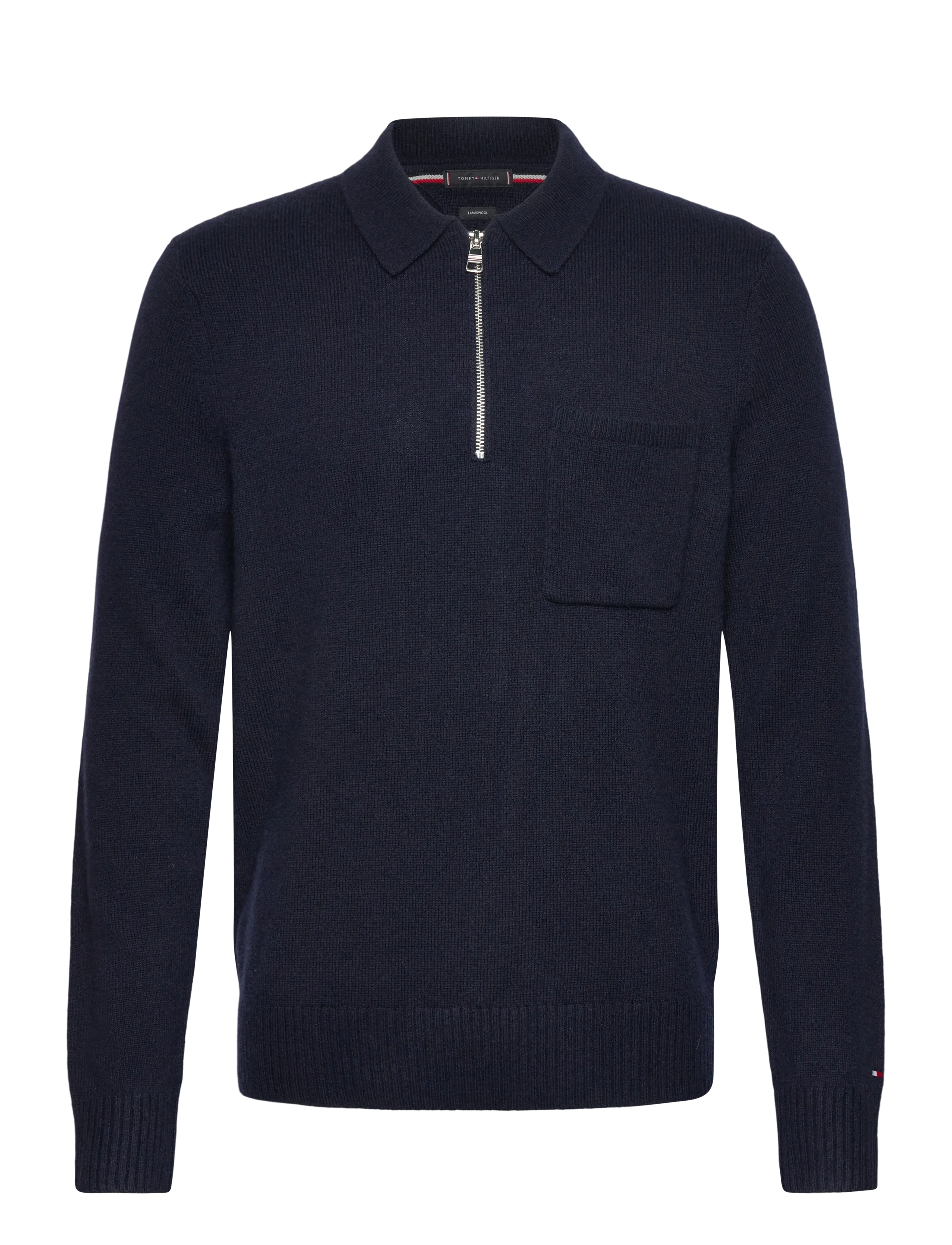 Tommy Hilfiger LAMBSWOOL ZIP POLO - Pikéer - DESERT SKY / navy