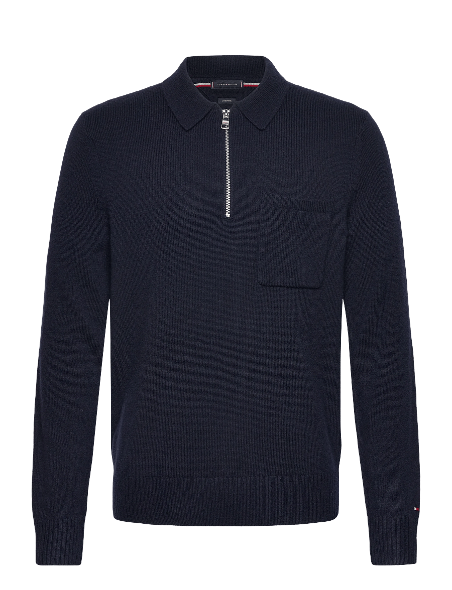 Tommy Hilfiger - LAMBSWOOL ZIP POLO - pulls demi-zippés - desert sky - 1
