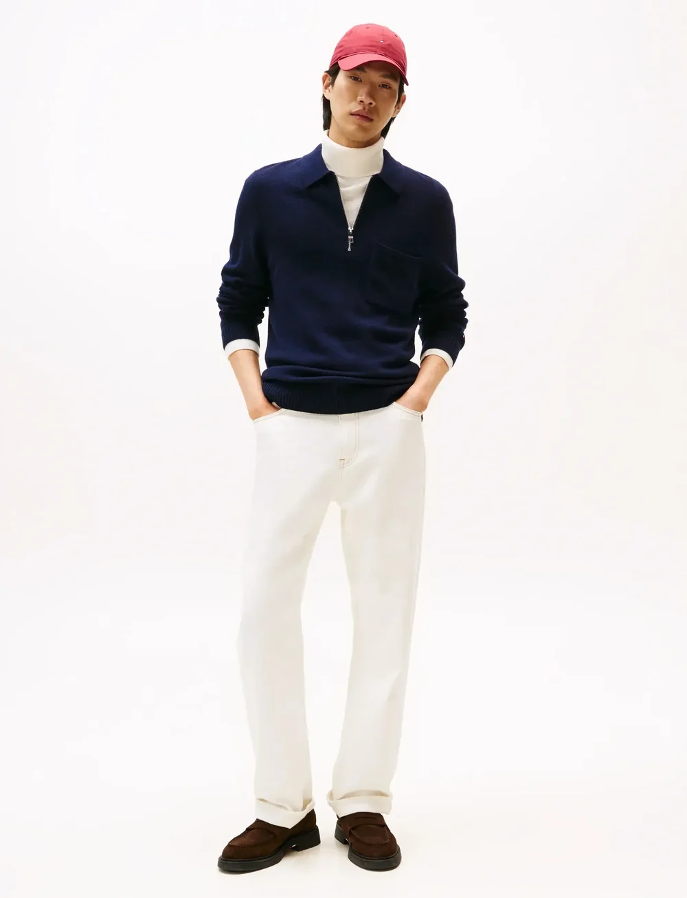 Tommy Hilfiger - LAMBSWOOL ZIP POLO - pullover mit halbem reißverschluss - desert sky - 3