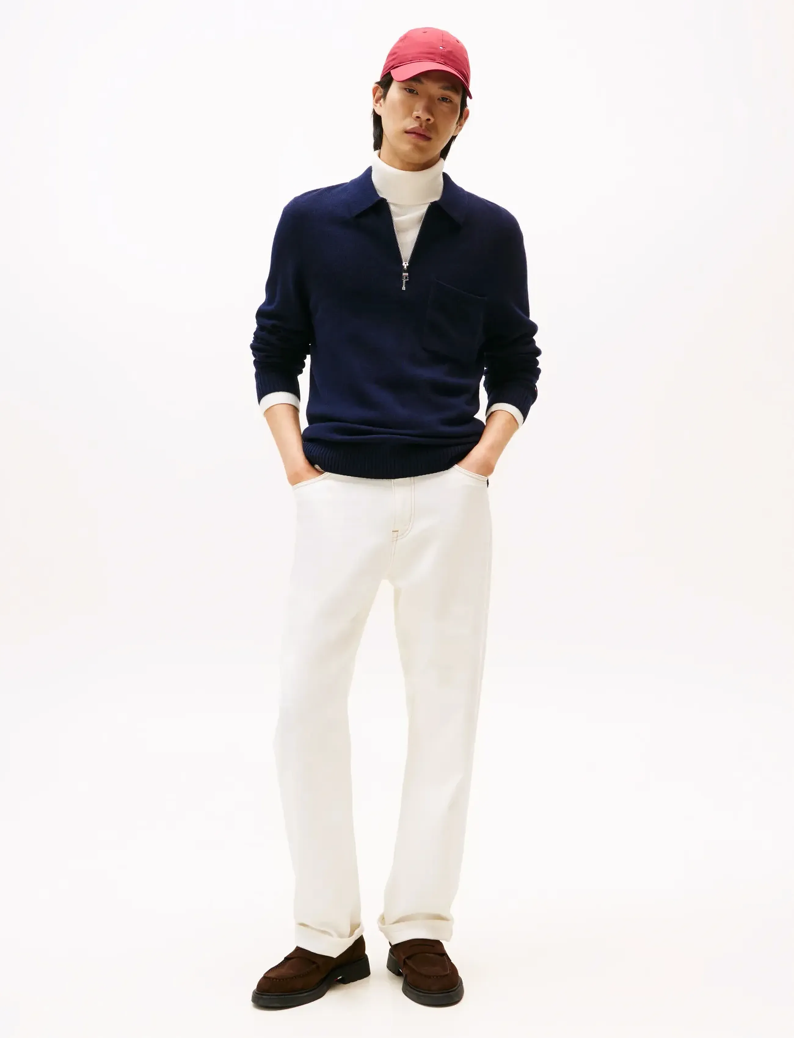 Tommy Hilfiger - LAMBSWOOL ZIP POLO - halfzip strik - desert sky - 3