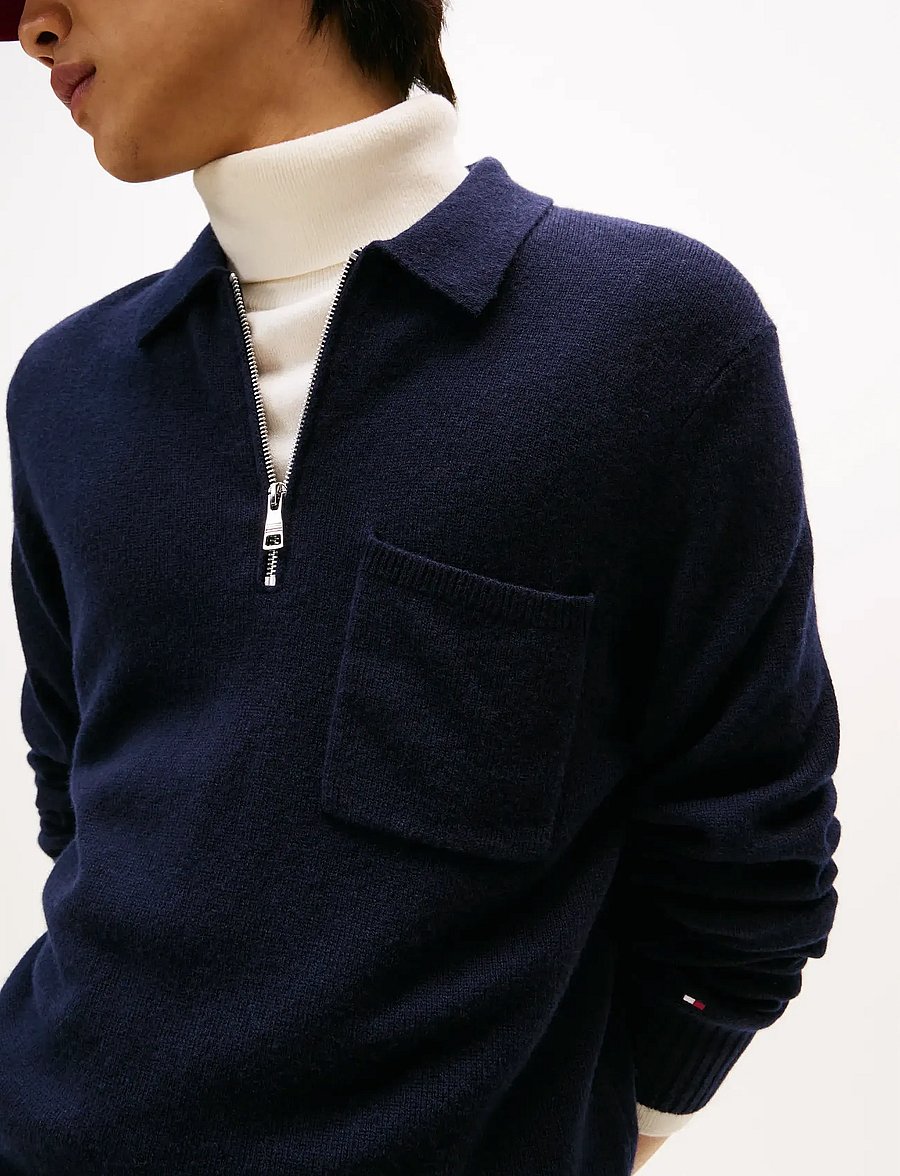 Tommy Hilfiger - LAMBSWOOL ZIP POLO - pulls demi-zippés - desert sky - 5