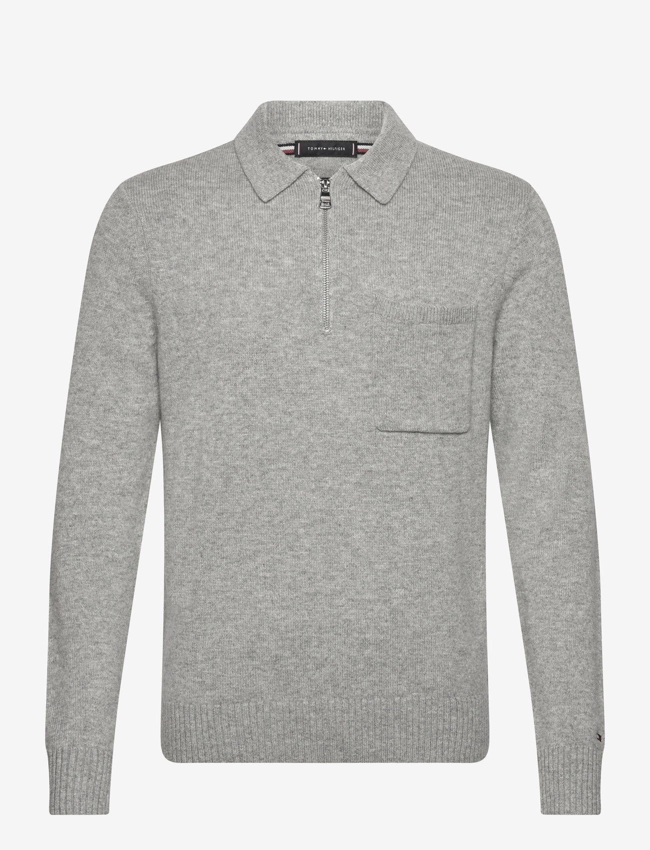 Tommy Hilfiger - LAMBSWOOL ZIP POLO - half zip jumpers - light grey heather - 1