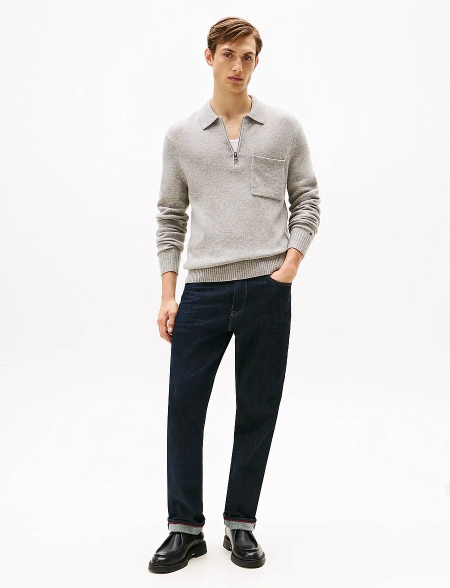 Tommy Hilfiger - LAMBSWOOL ZIP POLO - džemperi ar daļēju rāvējslēdzēja aizdari - light grey heather - 3