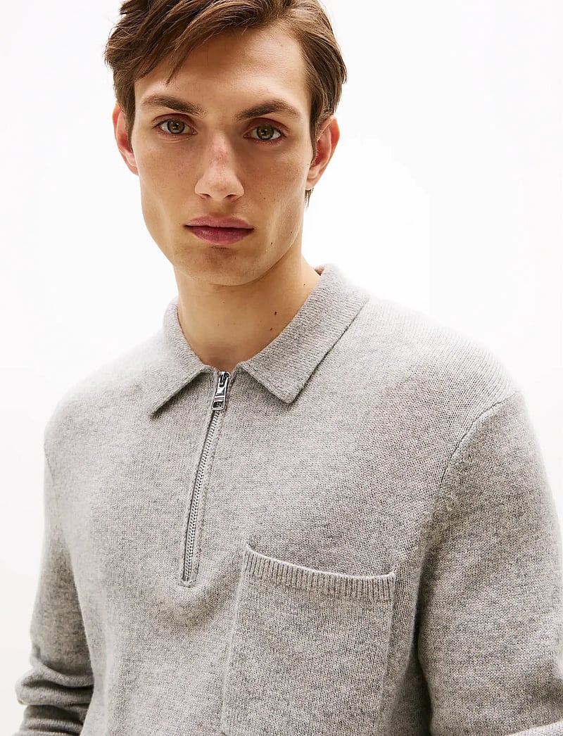 Tommy Hilfiger - LAMBSWOOL ZIP POLO - pulls demi-zippés - light grey heather - 5