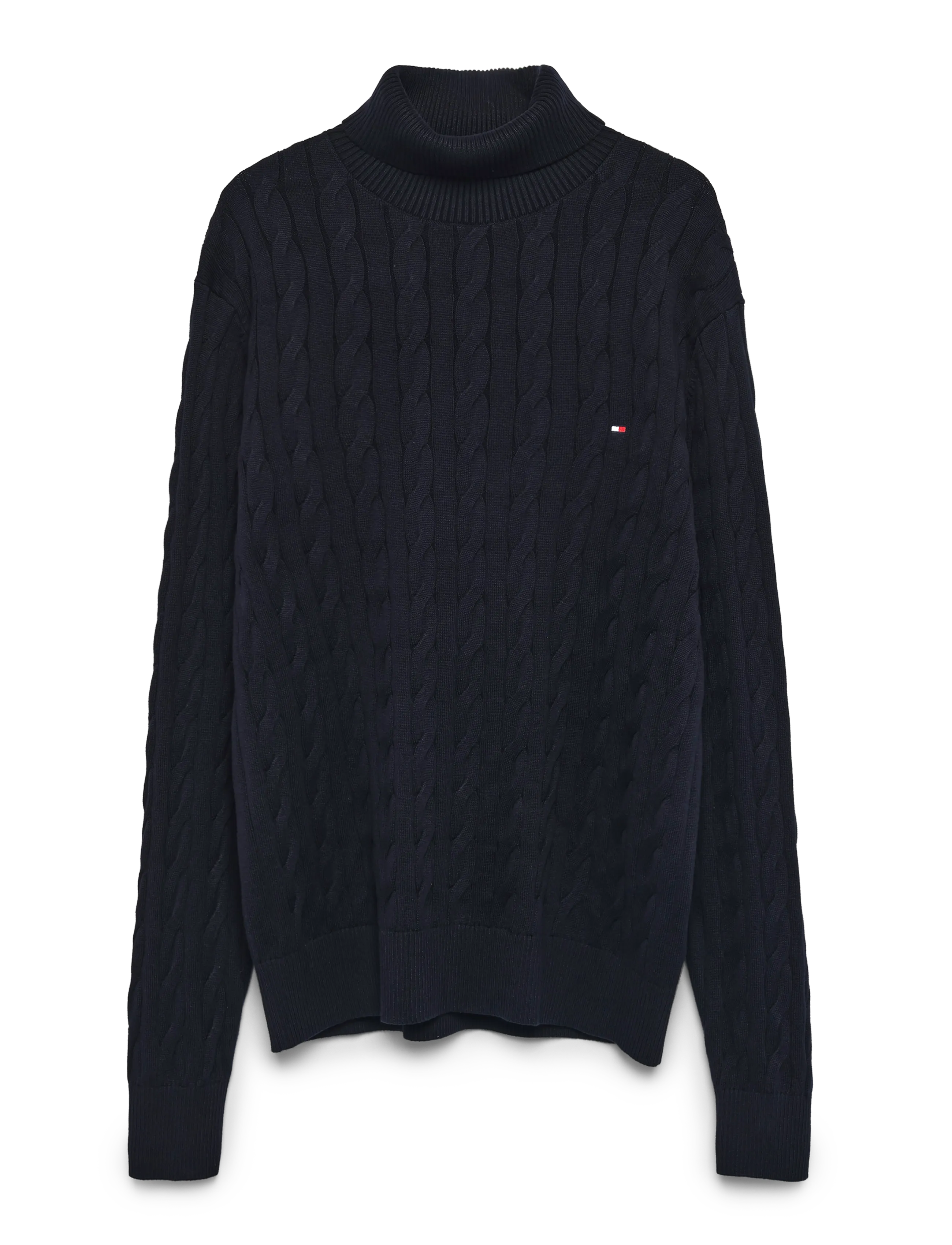 Tommy Hilfiger Classic Cotton Cable Roll Neck, M, Knitwear, Marineblau - Turtlenecks, Männerswear