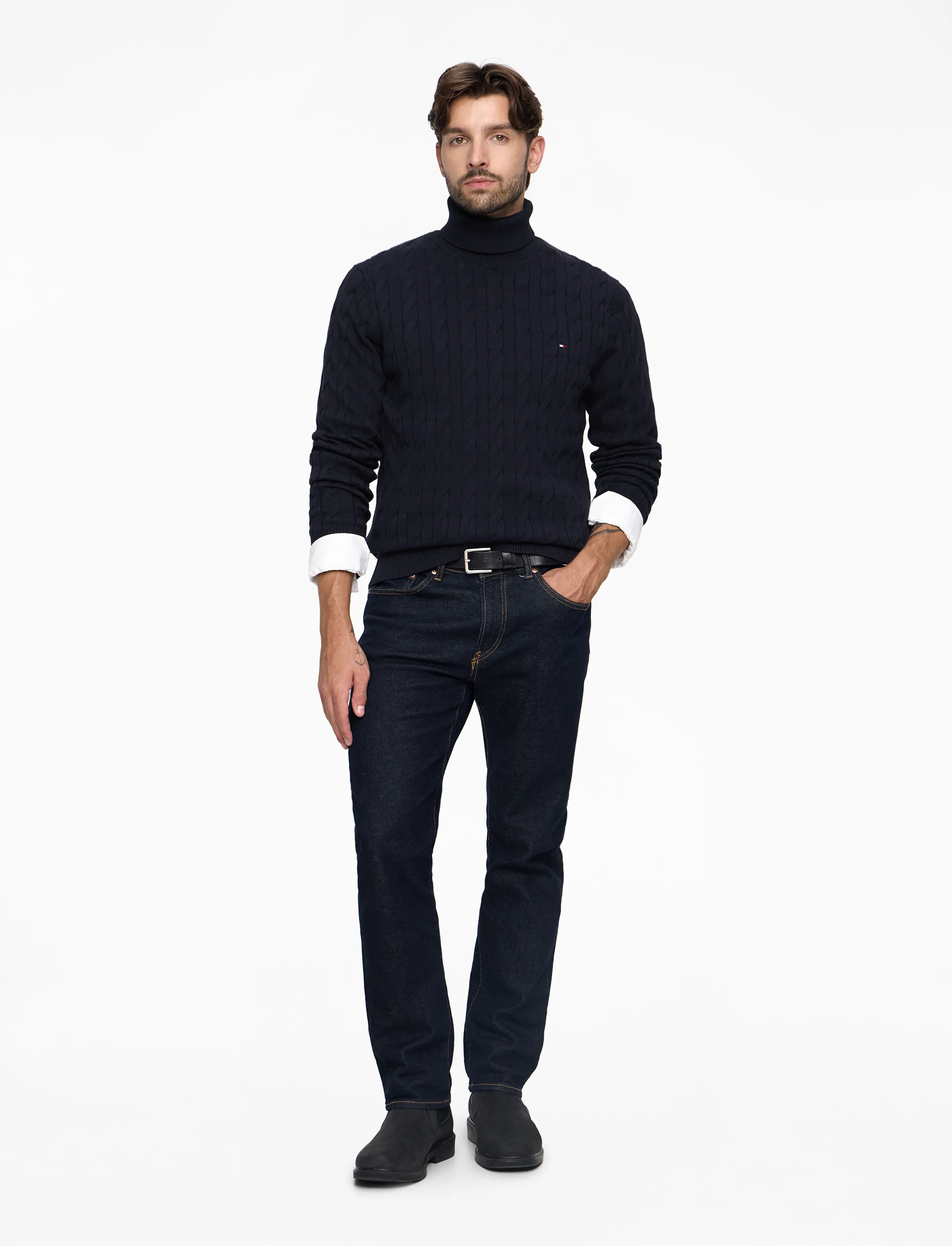 TOMMY HILFIGER Classic Cotton Cable Roll Neck polotröjor herr – bild 2