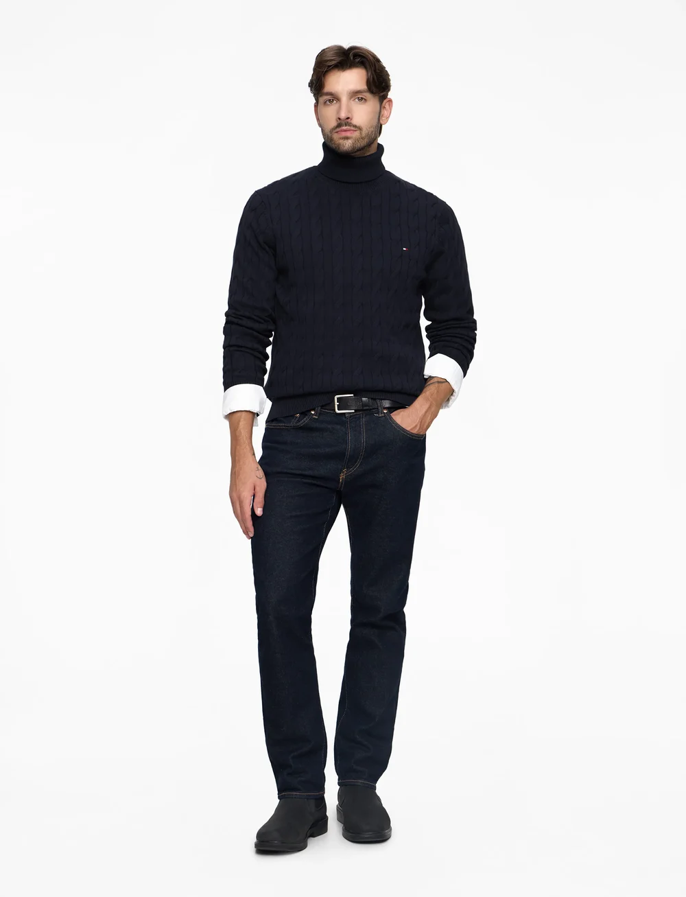 Tommy Hilfiger - CLASSIC COTTON CABLE ROLL NECK - rullekraver - desert sky - 2