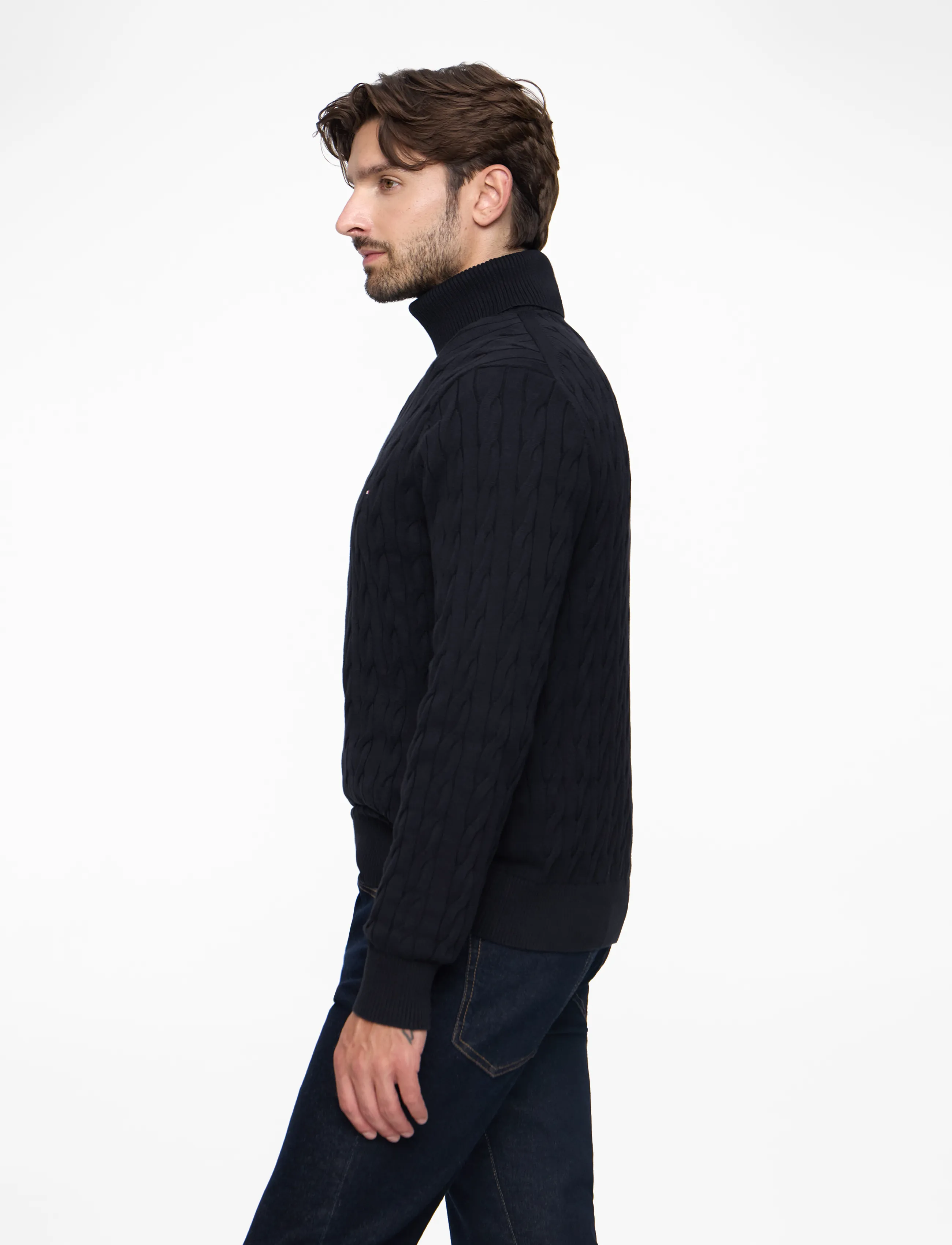 Tommy Hilfiger - CLASSIC COTTON CABLE ROLL NECK - rullekraver - desert sky - 3