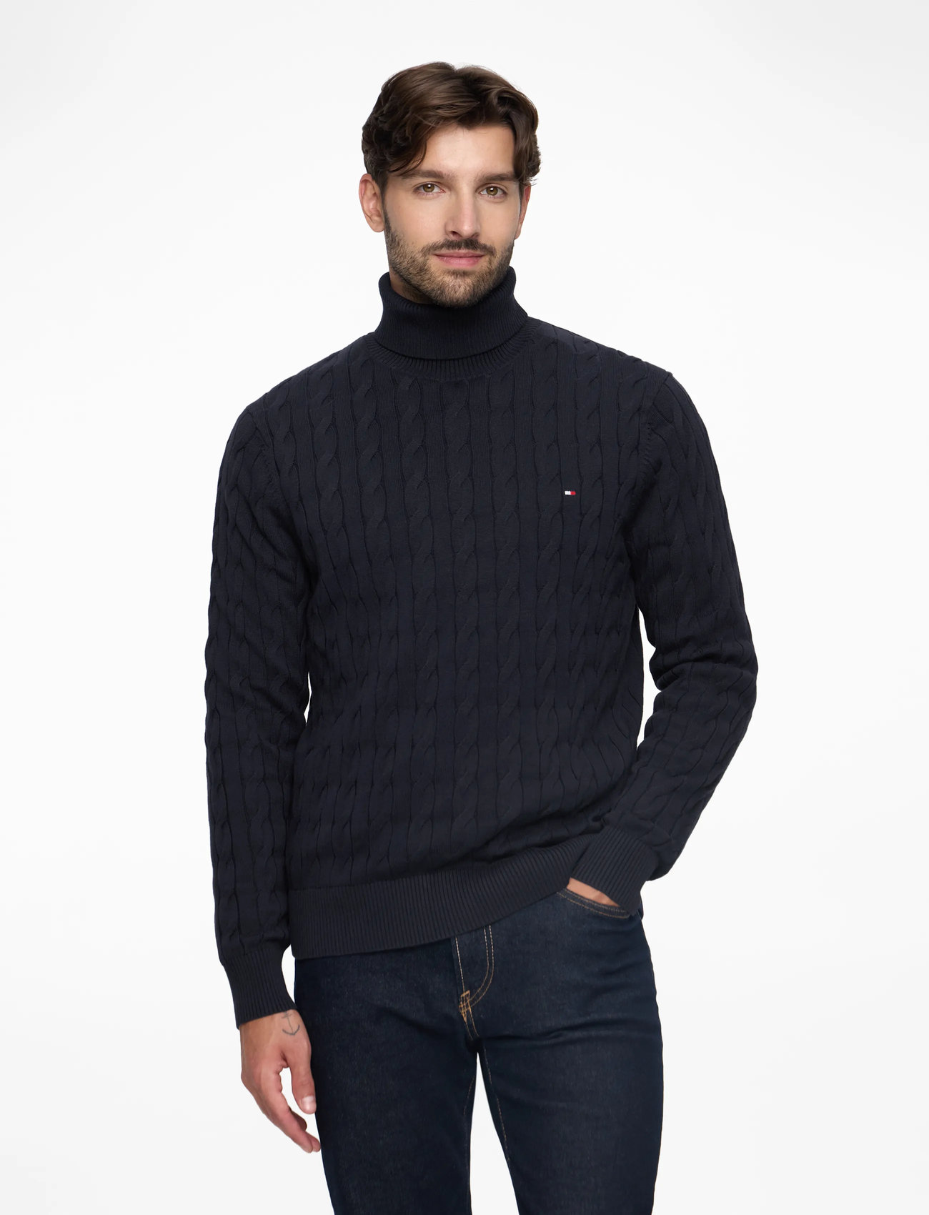 Tommy Hilfiger - CLASSIC COTTON CABLE ROLL NECK - rollkragen - desert sky - 0