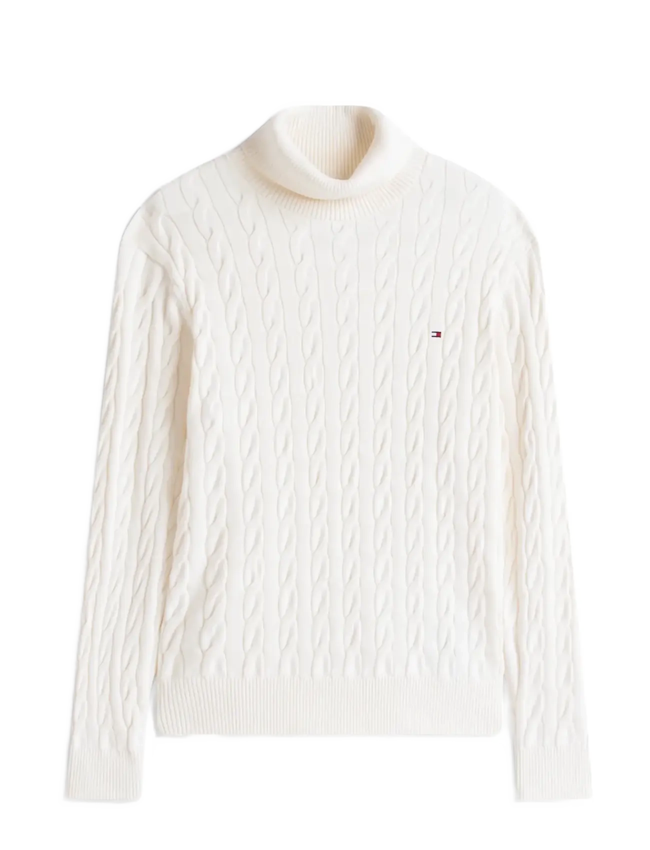 CLASSIC COTTON CABLE ROLL NECK - IVORY PETAL