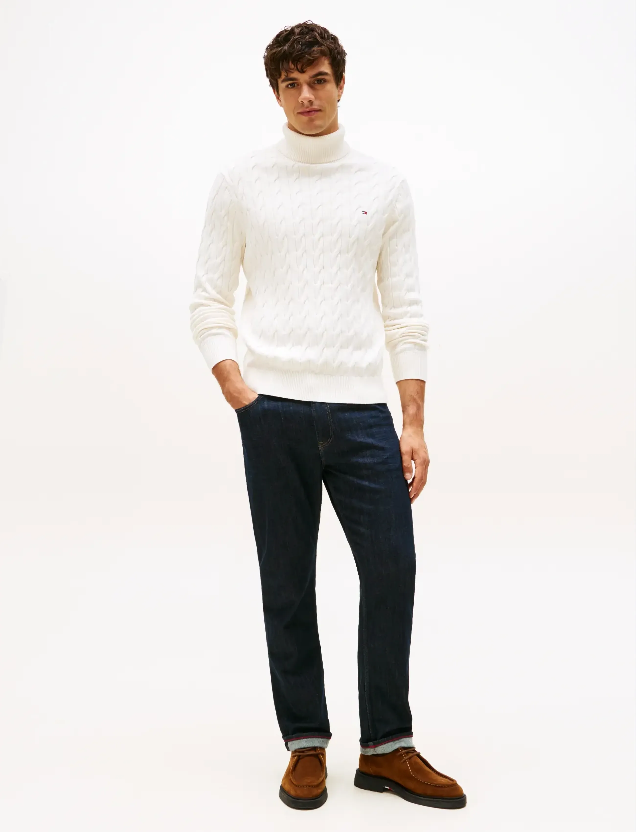 Tommy Hilfiger - CLASSIC COTTON CABLE ROLL NECK - rullekraver - ivory petal - 2