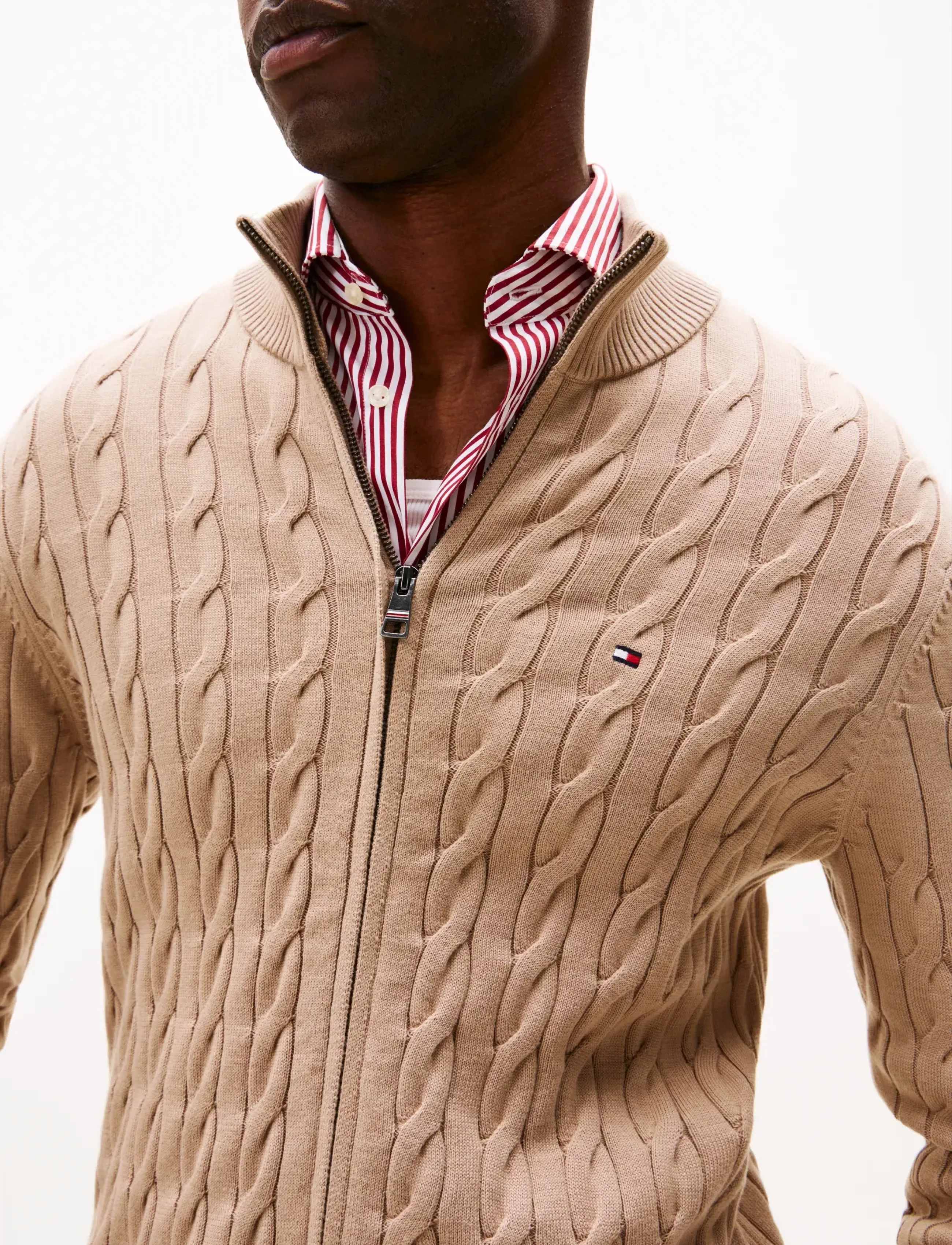 Tommy Hilfiger - CLASSIC COTTON CABLE ZIP THROUGH - kudumid - coastal taupe - 5