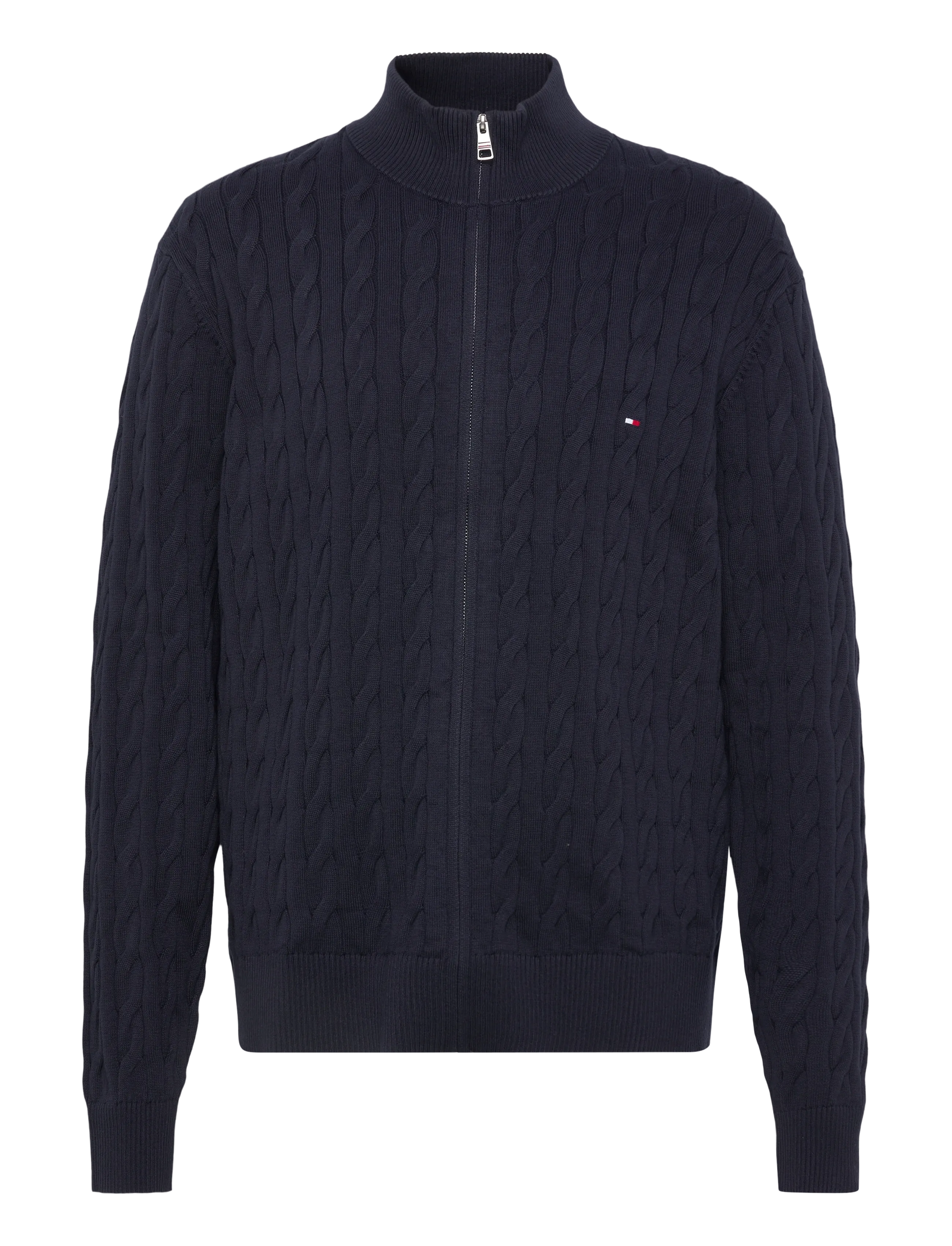 Tommy Hilfiger CLASSIC COTTON CABLE ZIP THROUGH - Pullover mit durchgehendem Reißverschluss - DESERT SKY / navy