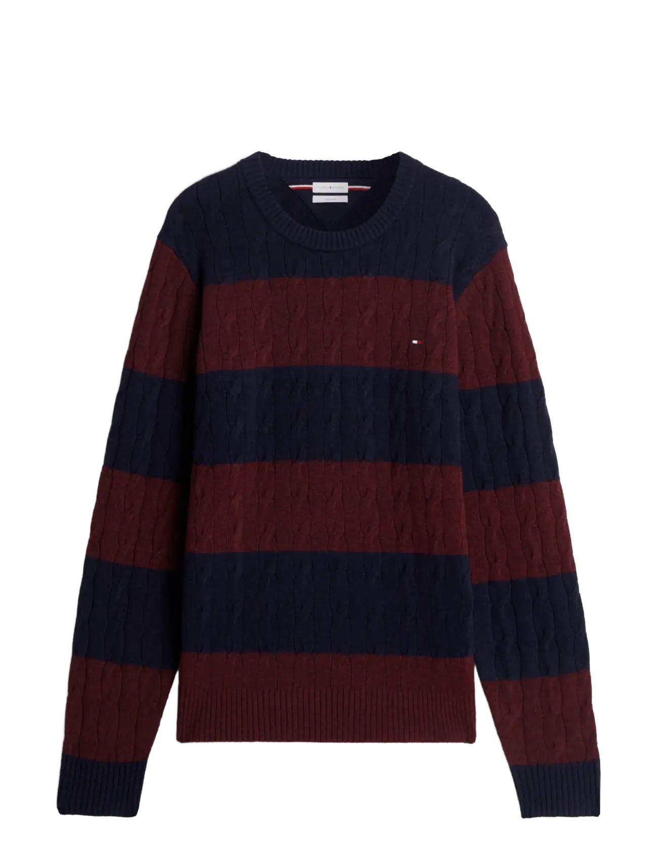 Tommy Hilfiger - LAMBSWOOL CABLE CREW - navy blue burgundy heather - 1