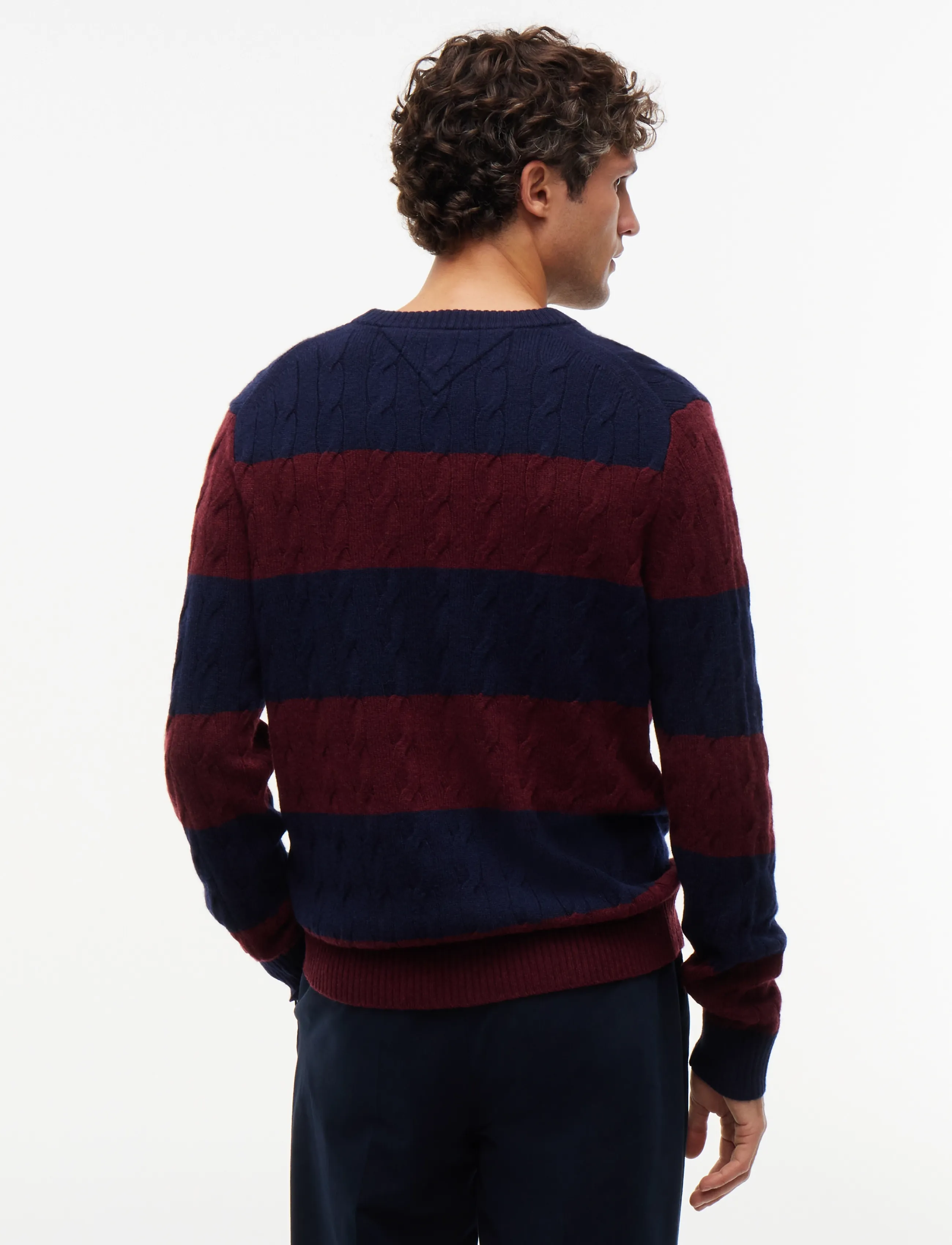 Tommy Hilfiger - LAMBSWOOL CABLE CREW - navy blue burgundy heather - 2