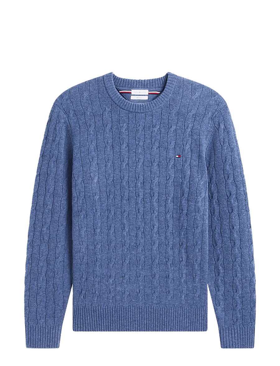 Tommy Hilfiger - LAMBSWOOL CABLE CREW - rundhals - aegean sea heather - 1