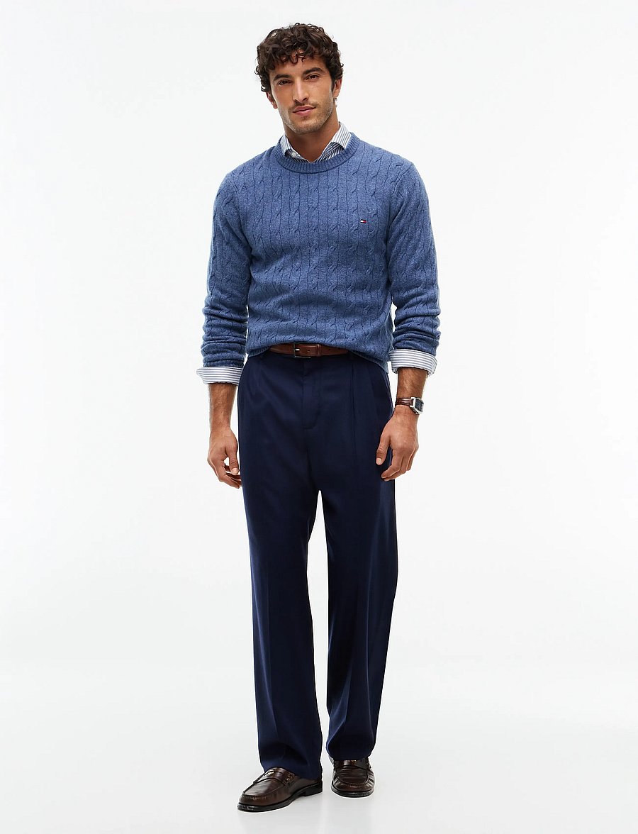 Tommy Hilfiger - LAMBSWOOL CABLE CREW - rundhals - aegean sea heather - 4