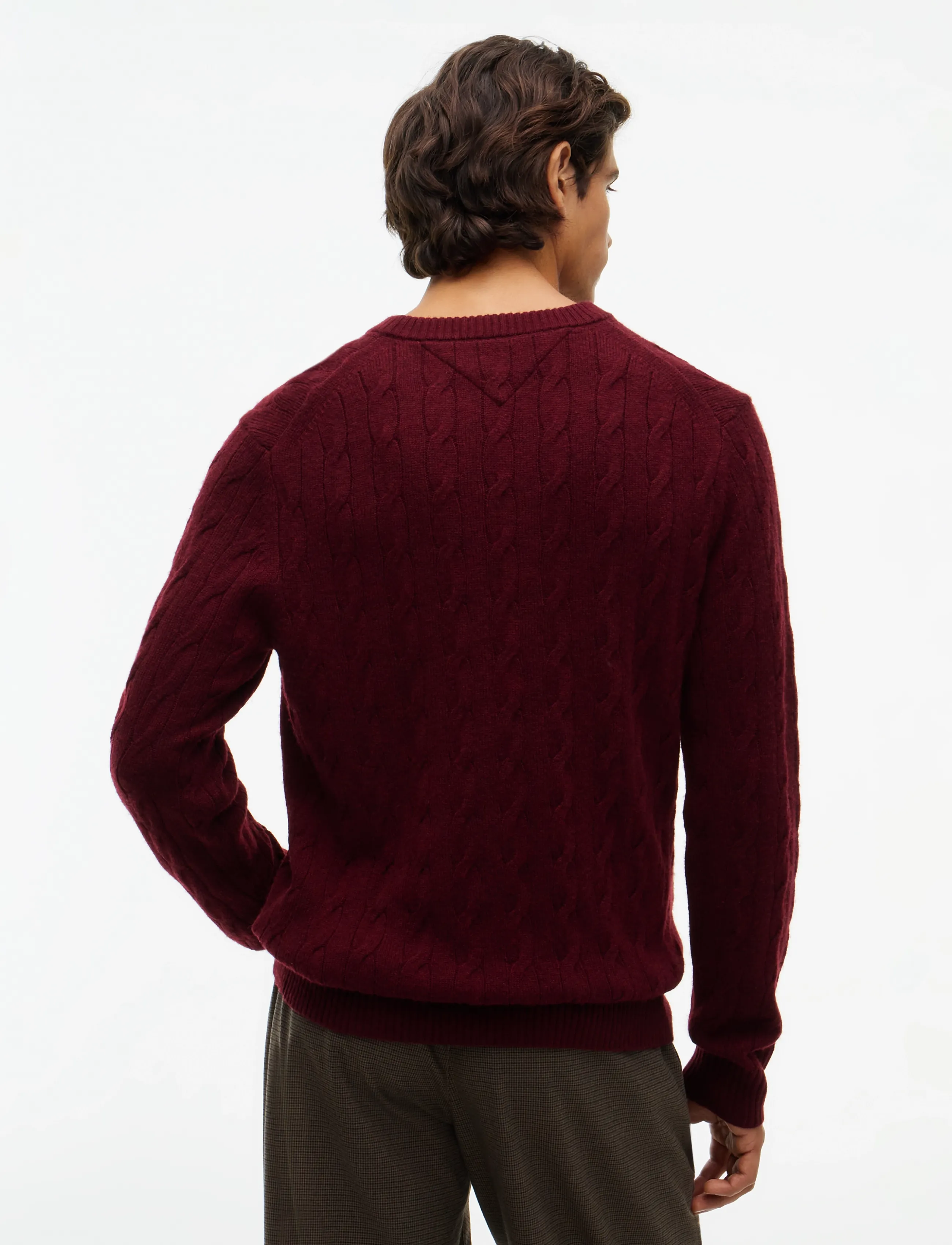 Tommy Hilfiger - LAMBSWOOL CABLE CREW - rundhals - burgundy heather - 2