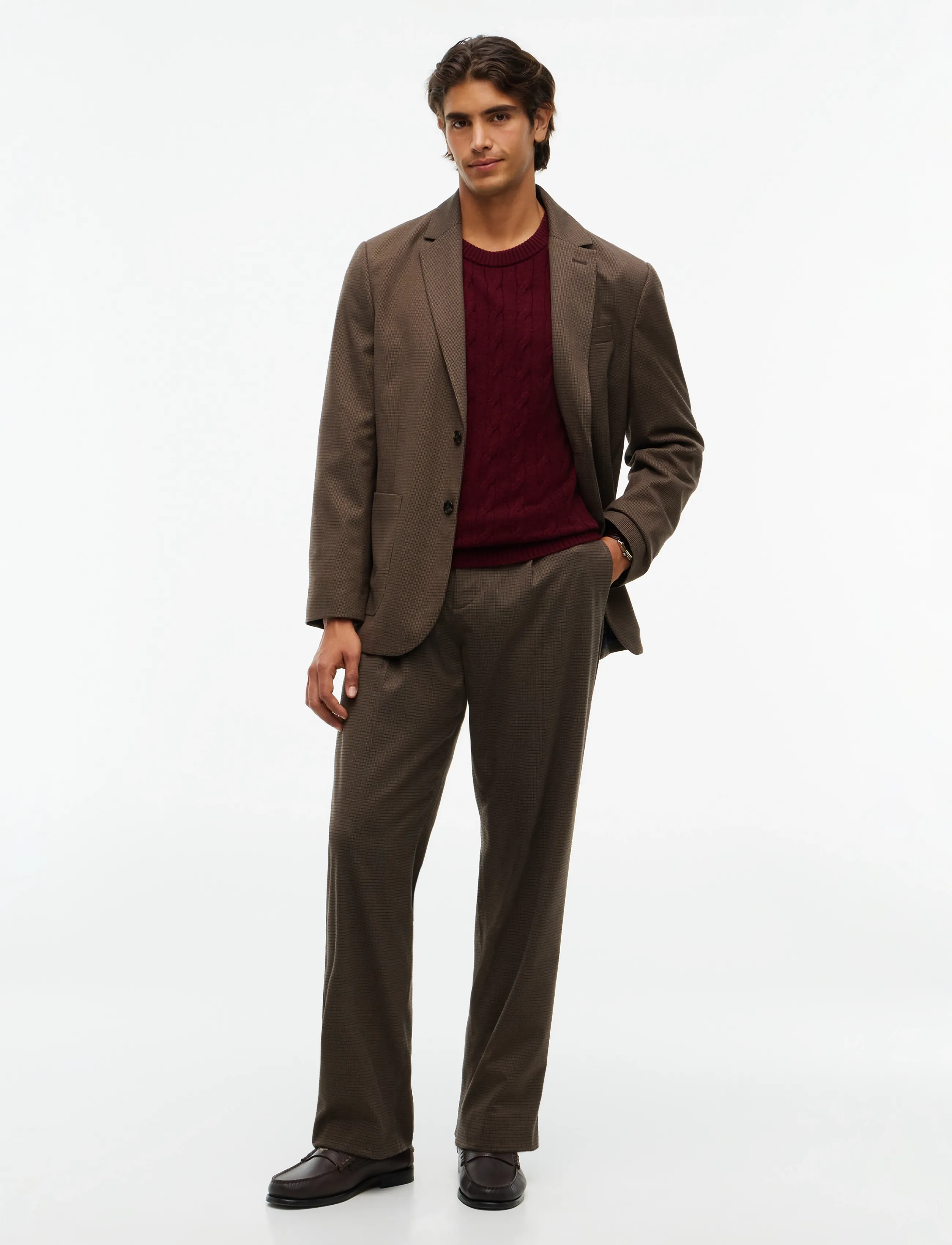 Tommy Hilfiger - LAMBSWOOL CABLE CREW - rundhals - burgundy heather - 4