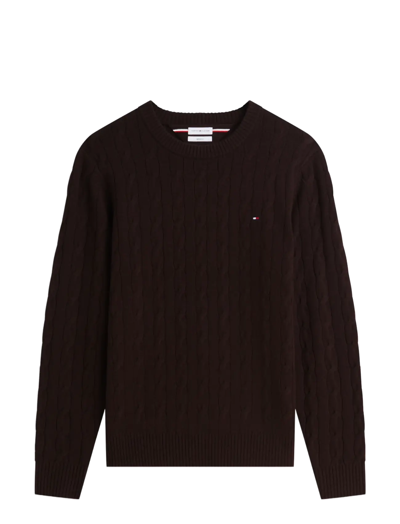 Tommy Hilfiger LAMBSWOOL CABLE CREW - Kleidung - CHOCOLATE / brown