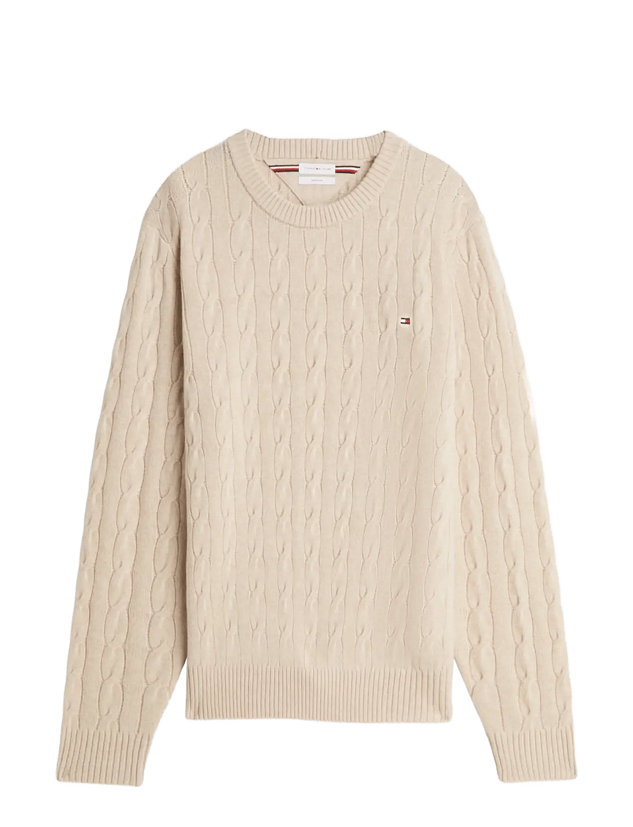 Tommy Hilfiger - LAMBSWOOL CABLE CREW - rundhals - heathered oatmilk - 1
